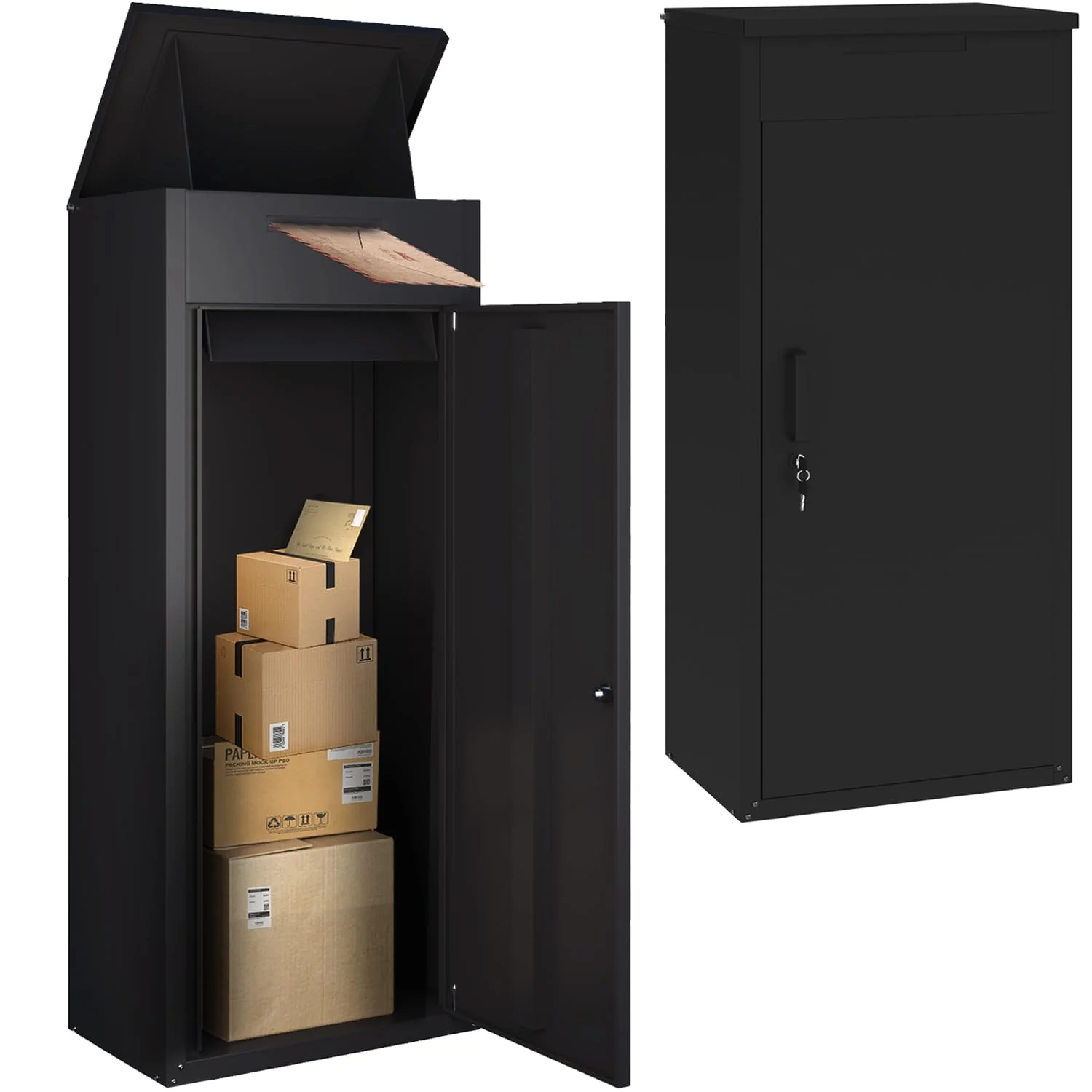 AECOJOY Large Lockable Package Drop Box for Outside, Black