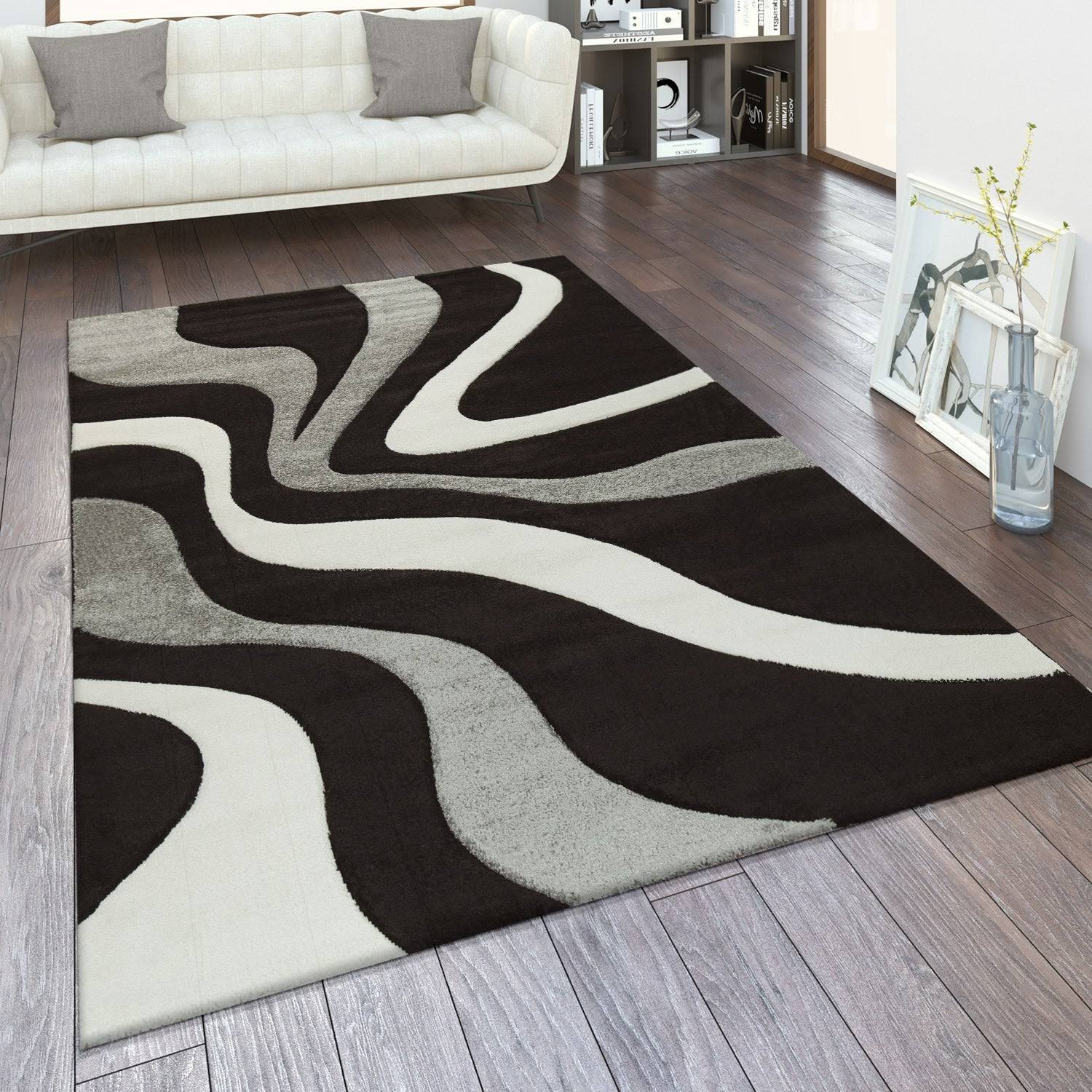 Paco Home Designer Area Rug with Contour Cut and Modern Wave Pattern - 7'10