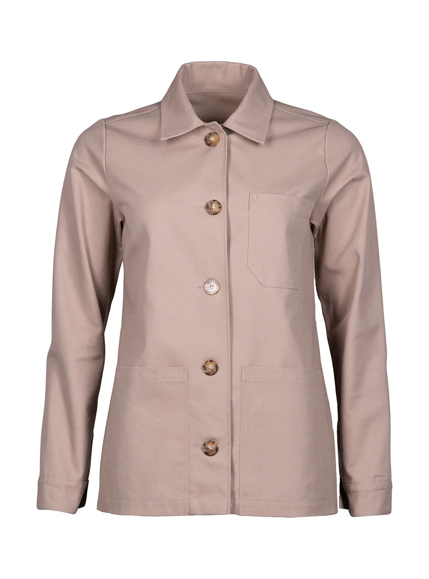 Veste femme droite en coton beige chaud
