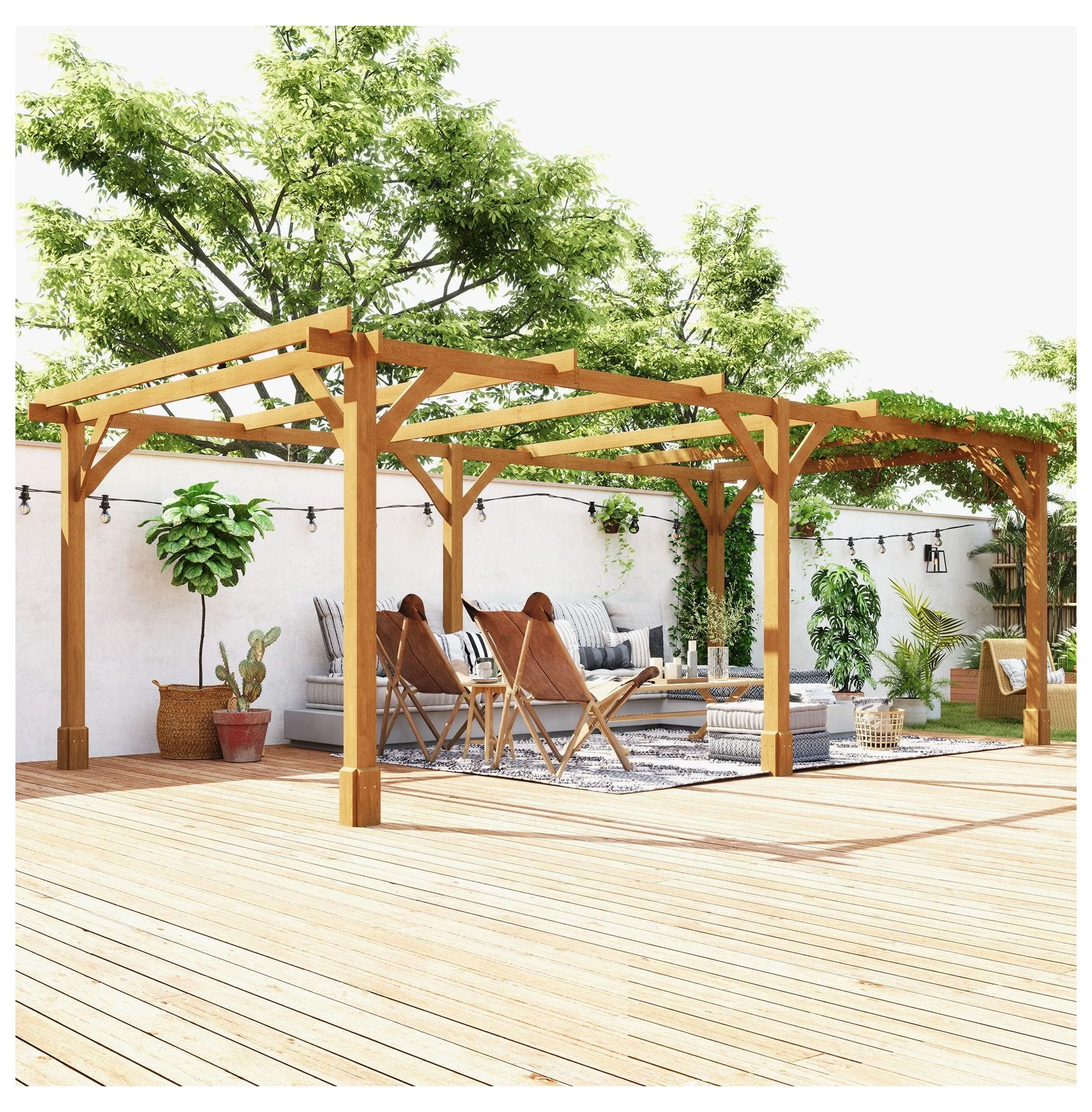 20x10ft Wood Pergola, Outdoor Gazebo Grape Trellis Dark Brown Image 9