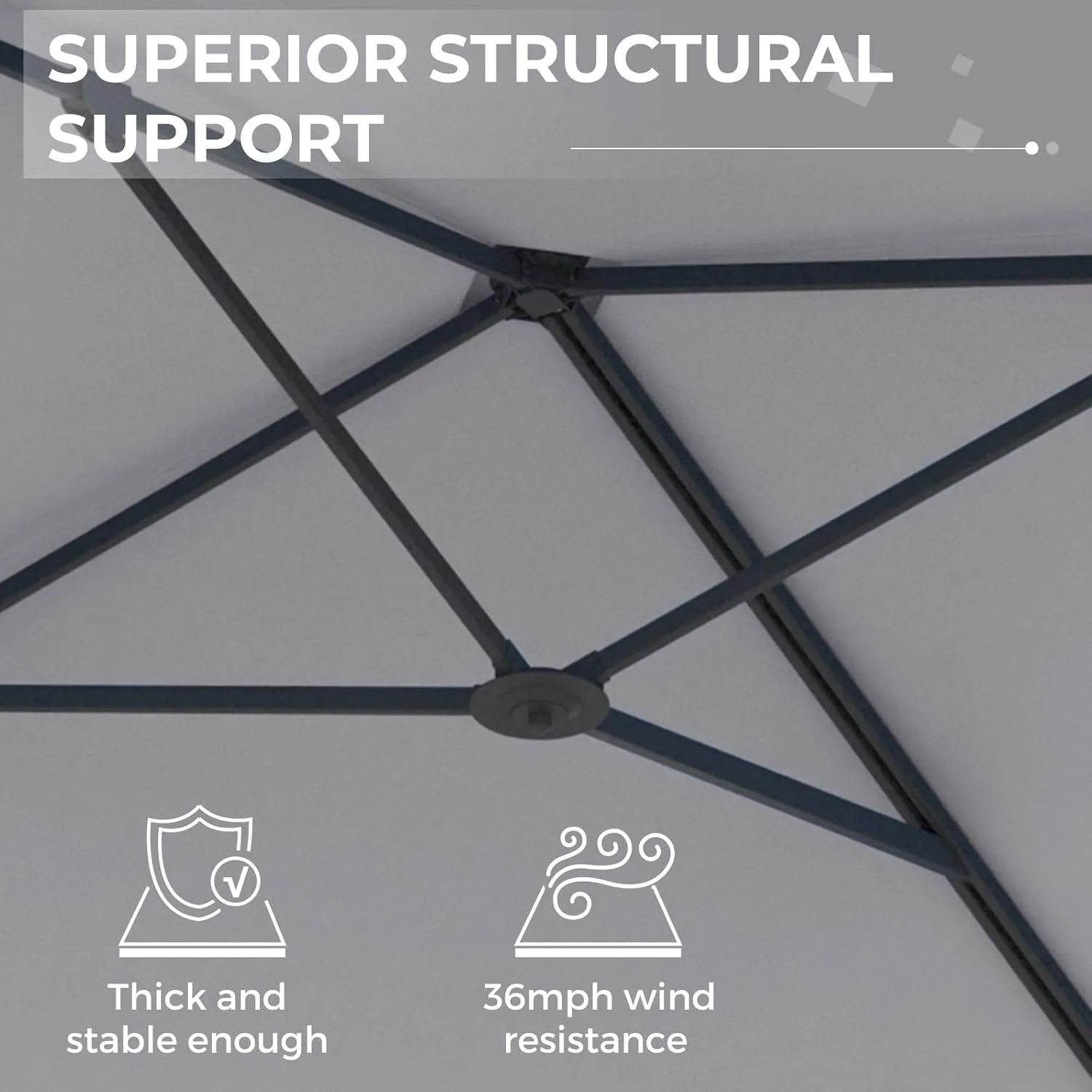 AECOJOY 10ft Cantilever Patio Umbrella, Large Rectangle Umbrella 180° Rotation Offset, Grey