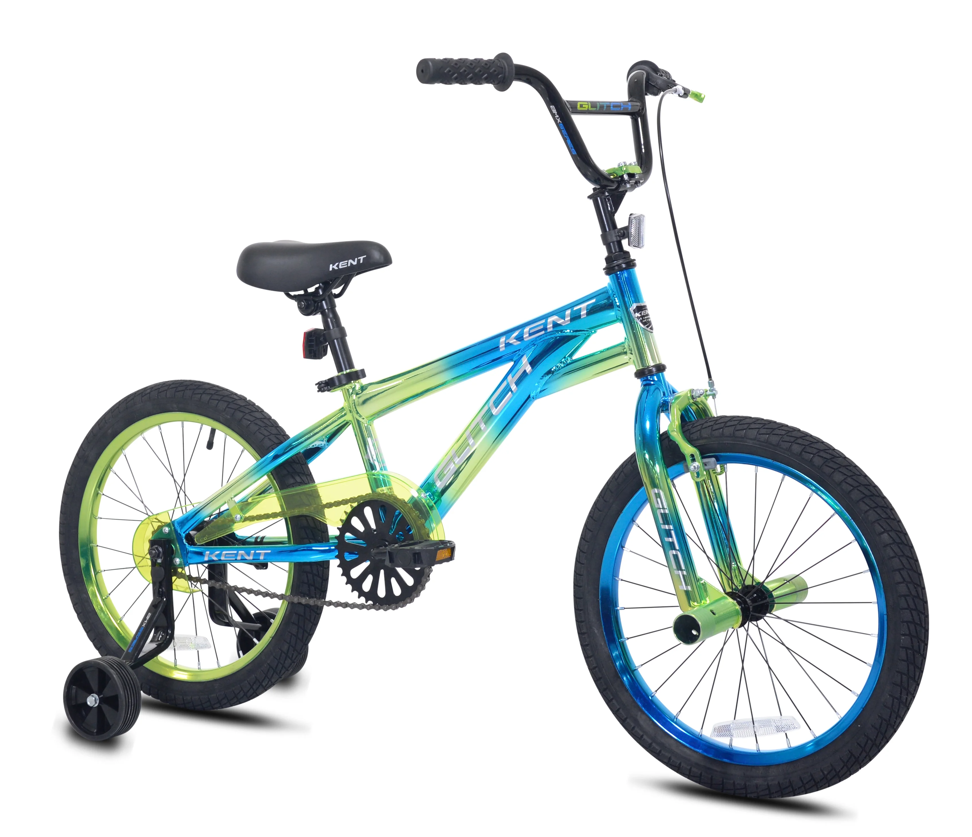 18" Glitch BMX Child Bicycle, 18" Wheels, Kids Ages 6-12 Years, Blue/Green - Image 2