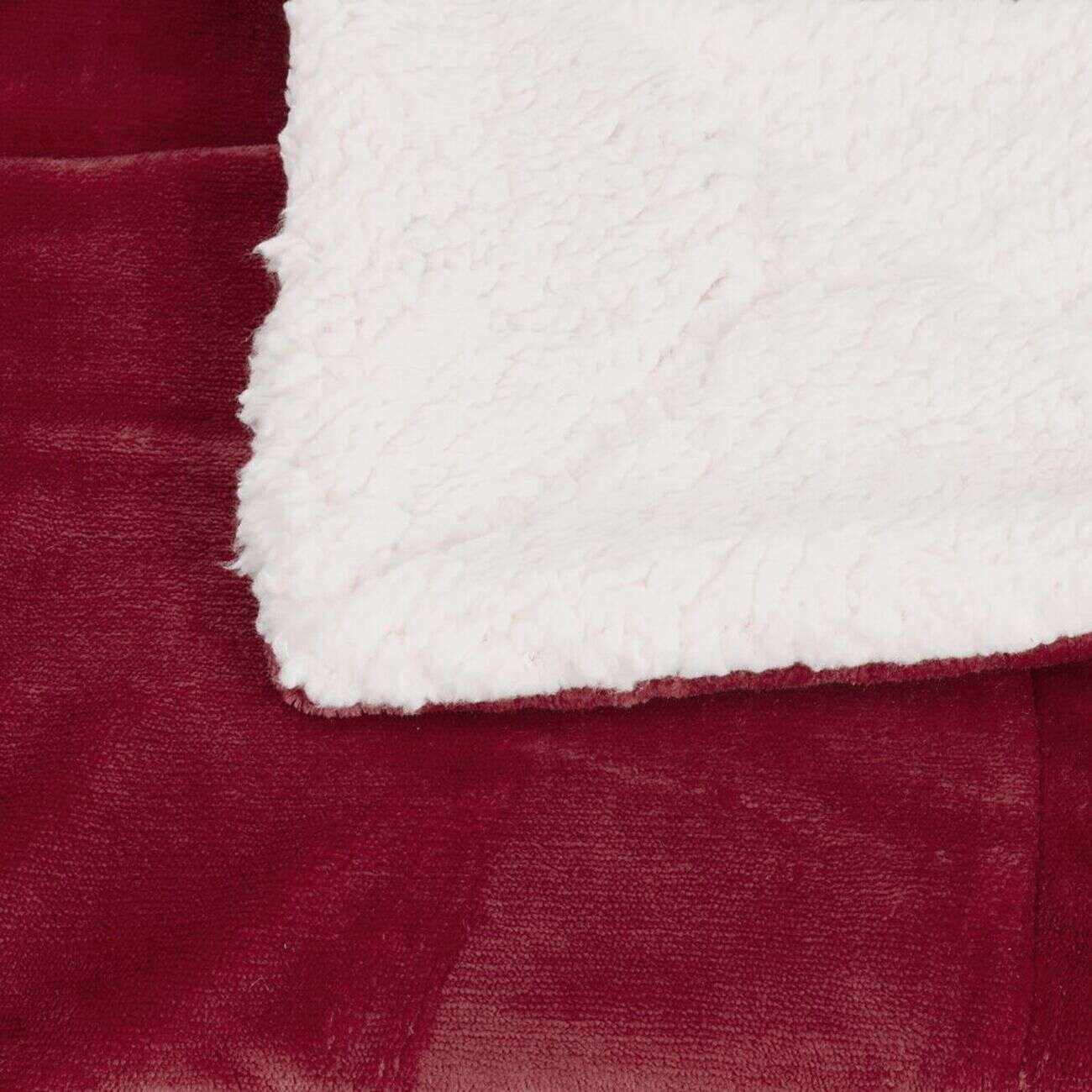 Plaid pilou pilou sherpa blanc et prune 127x152cm