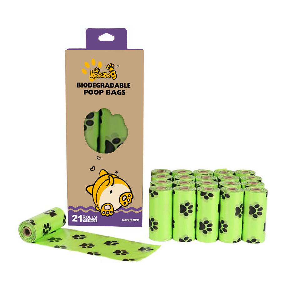 21 Rolls 0.01mm Black Pink Paw-Shaped Biodegradable Dog Poop Bags Portable Plastic Box Package Cats Dogs