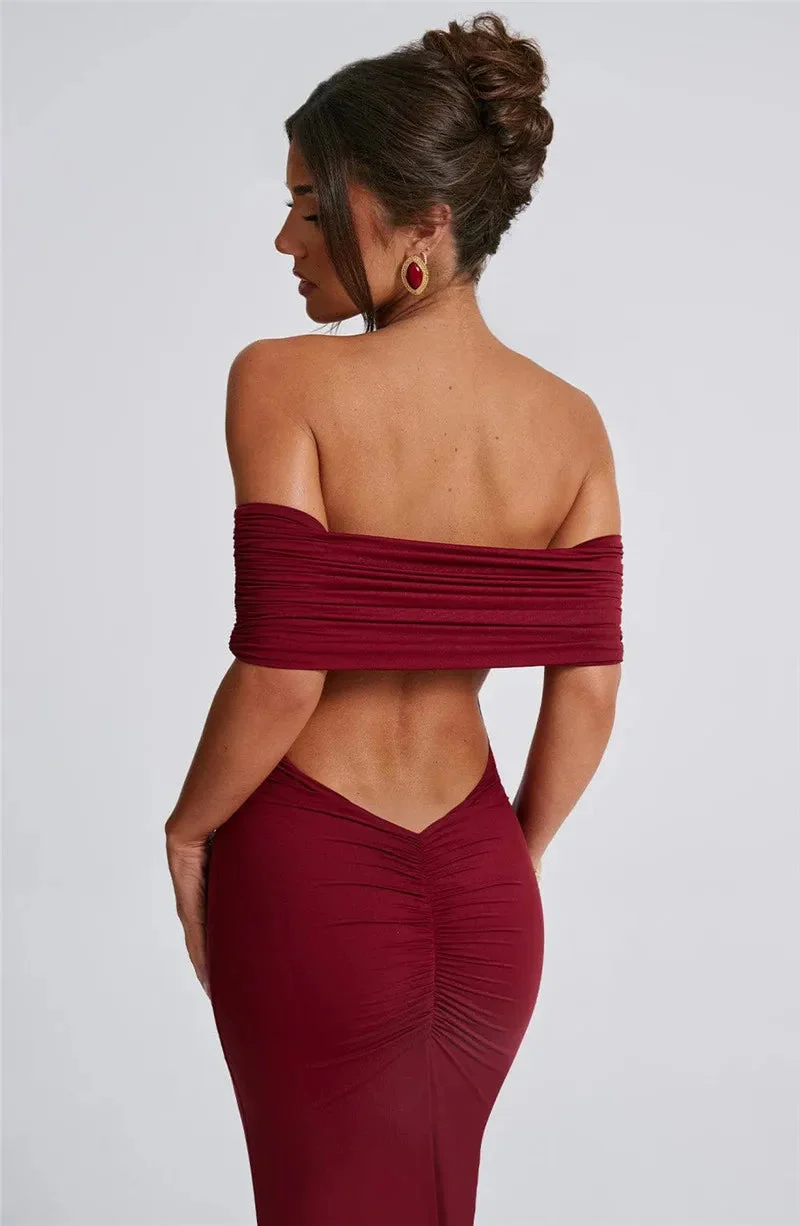 Robe maxi dos nu sans bretelles pour femmes