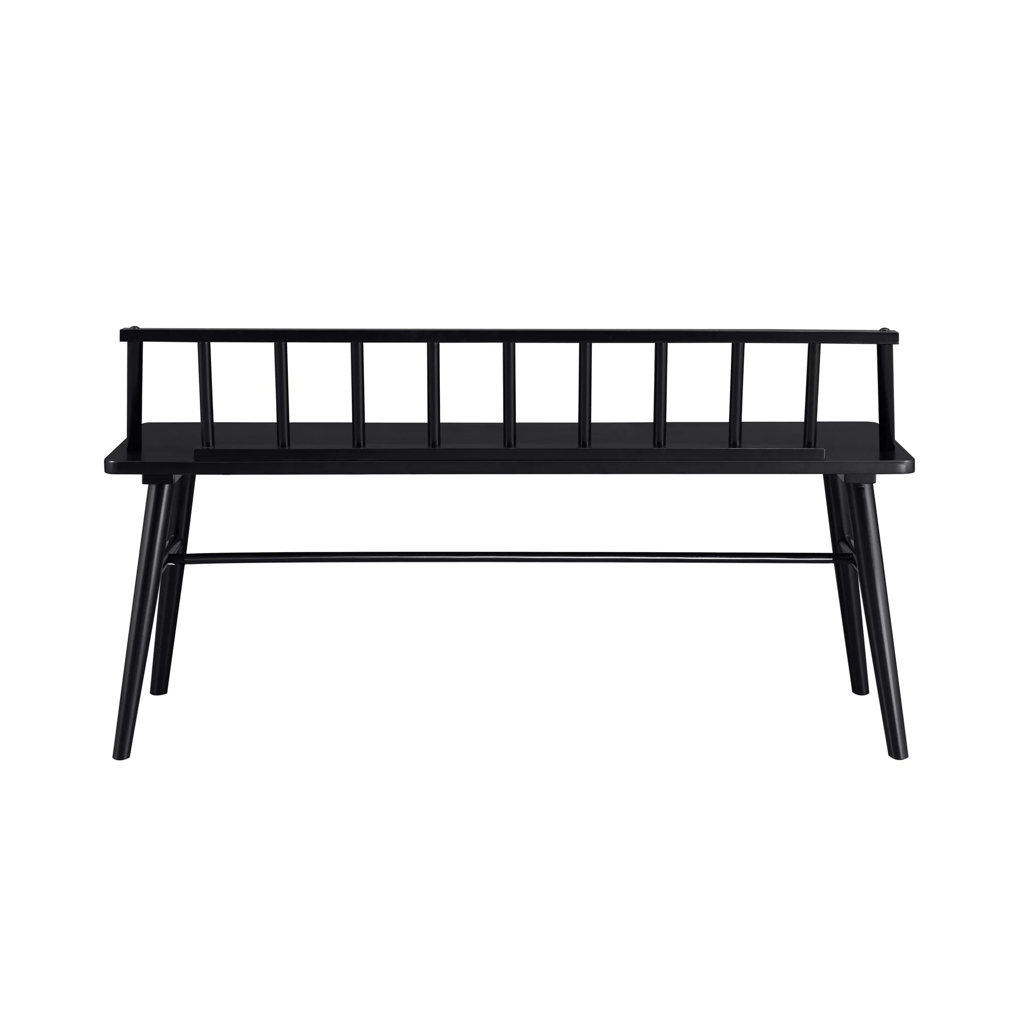 Walker Edison 47�?Contemporary Low Back Spindle Wood Bench, Black Image 4