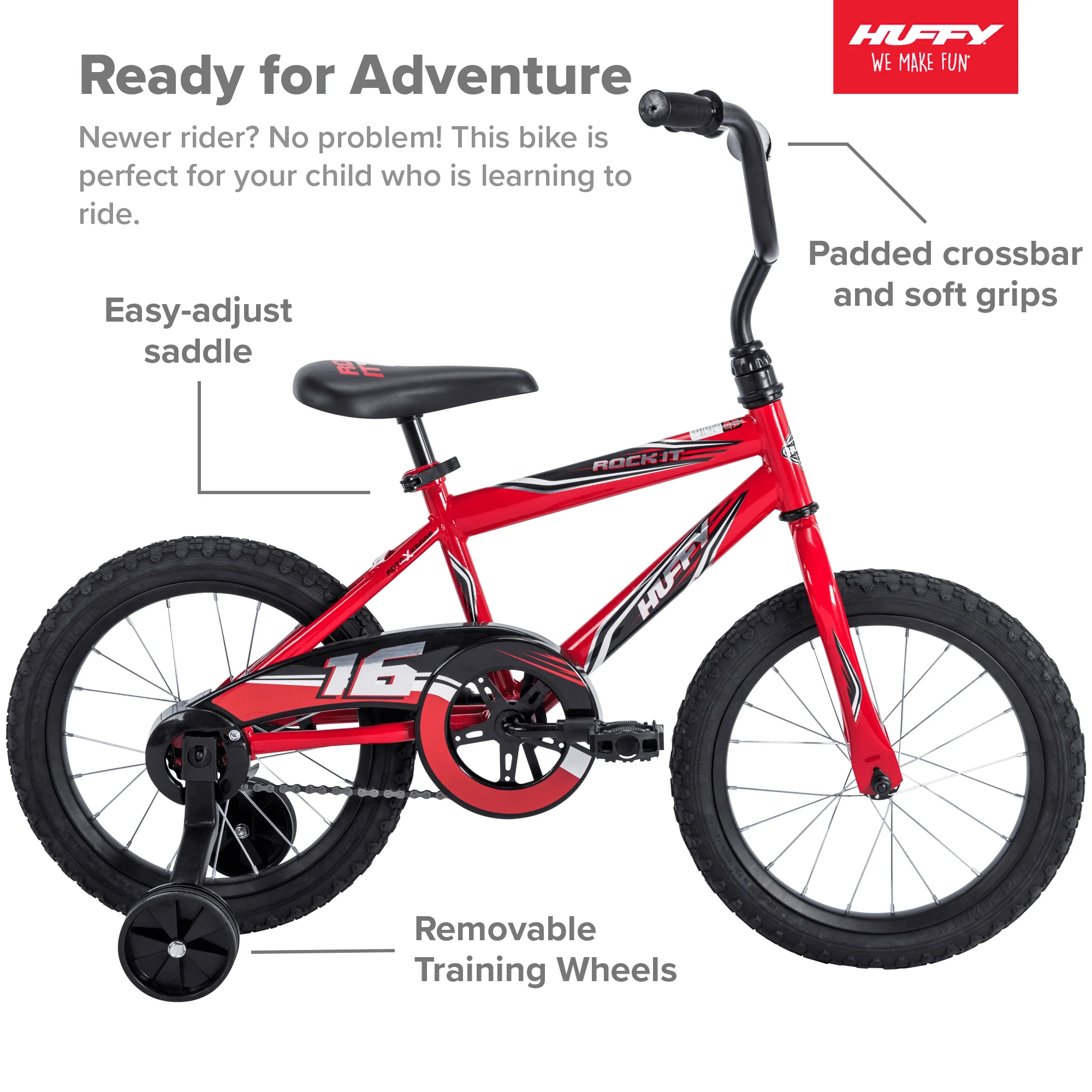 Huffy 16 in Rock It Kids Bike for Boy Ages 4 and up, Child, Red Image 3