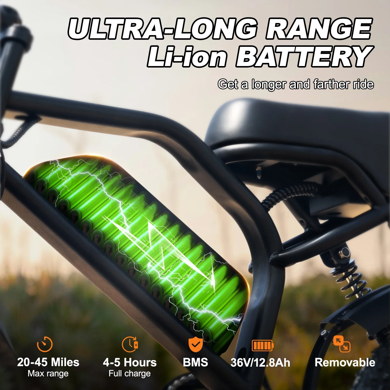 Electric Bike,16" Fat Tire Ebike,500W Motor,48V 12Ah Removable Battery,4x Suspension,38 Miles Pure Electric,55 Miles Pedal - Image 4
