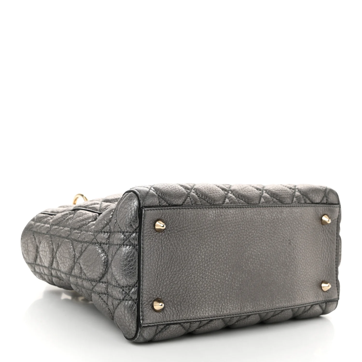 Metallic Grained Calfskin Cannage Medium Supple Lady Dior Steel