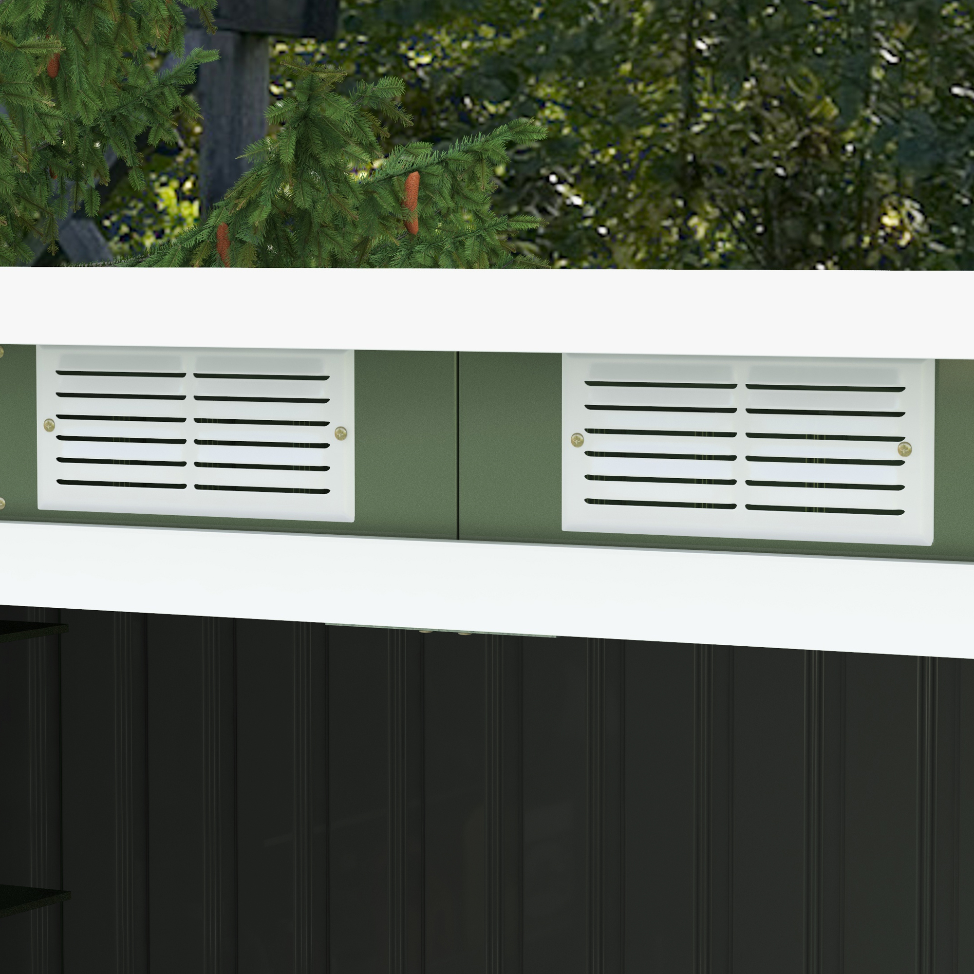 Outsunny Tuinhuis tuinhuisje met schuifdeur raam buiten staal lichtgroen