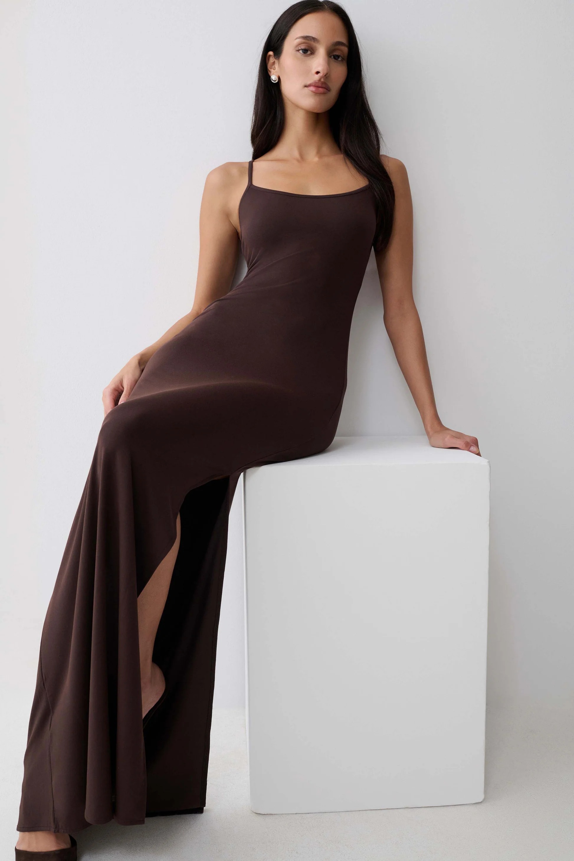 Erve Peached Jersey Maxi Dress - Chocolate