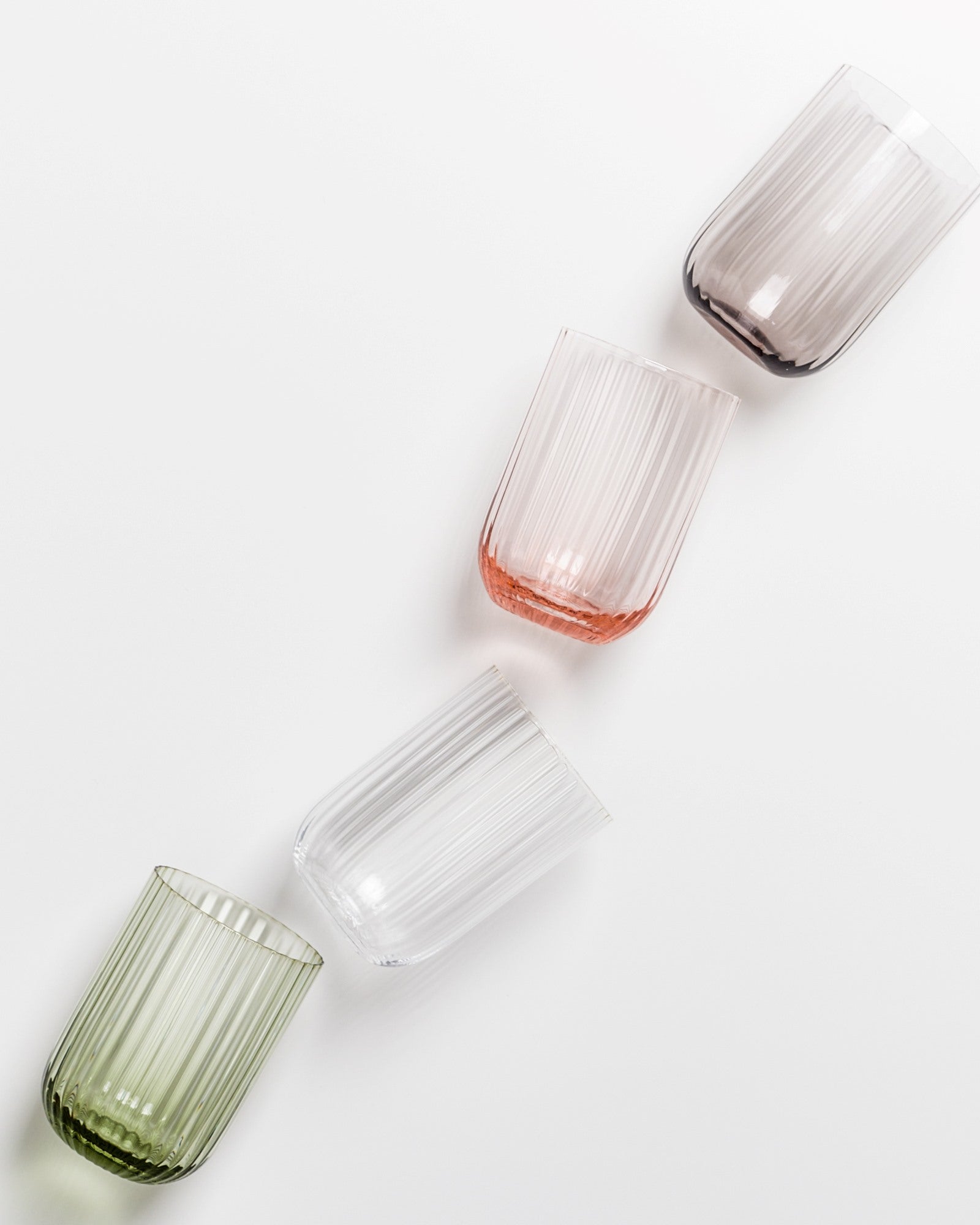 JOIA - SMALL GLASS RIFFLED BLUSH SPARK MIX SET OF 4