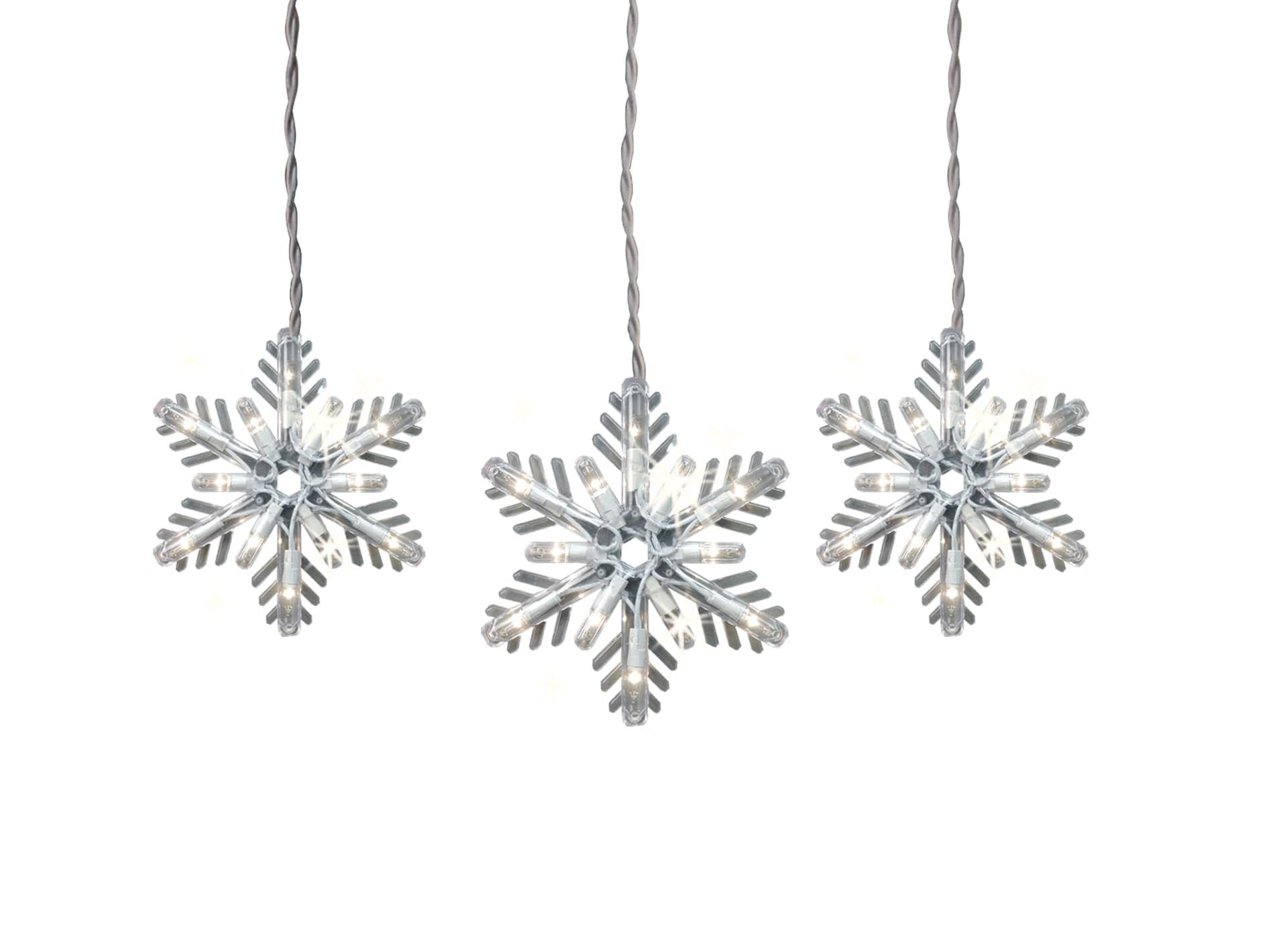 GE Snowflake 8-Count Sparkling White Snowflake LED Plug-In Christmas Icicle Lights | 72608LO