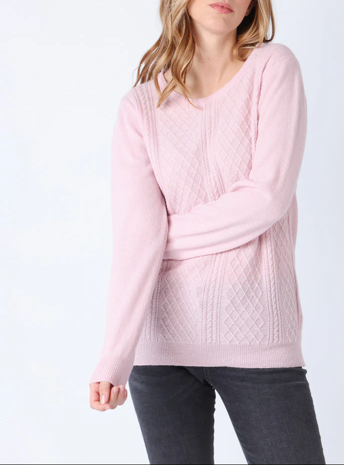 Pull femme cachemire et laine rose pale