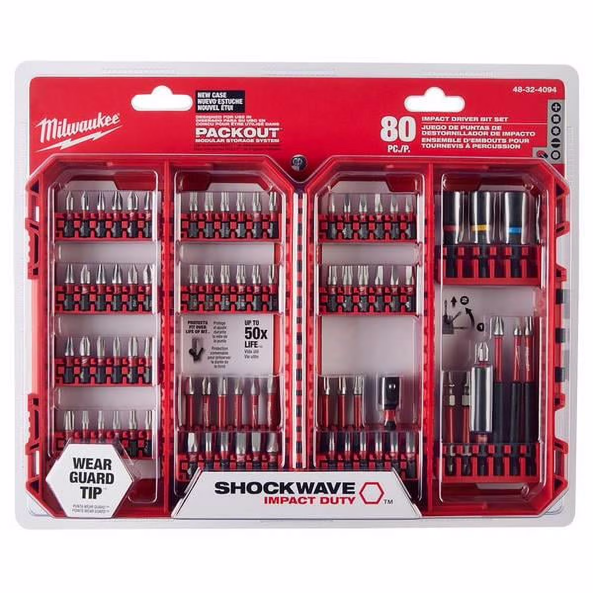 Milwaukee Wear Guard Tip Impact Duty Driver Bit, 80-Piece