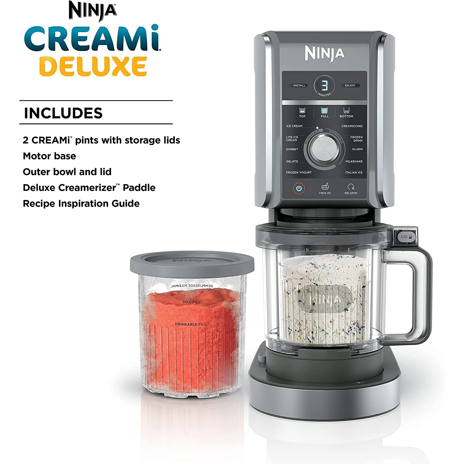 Restored CREAMi Deluxe 11-in-1 XL Ice Cream Maker, Silver (NC501) (Refurbished) - Image 7