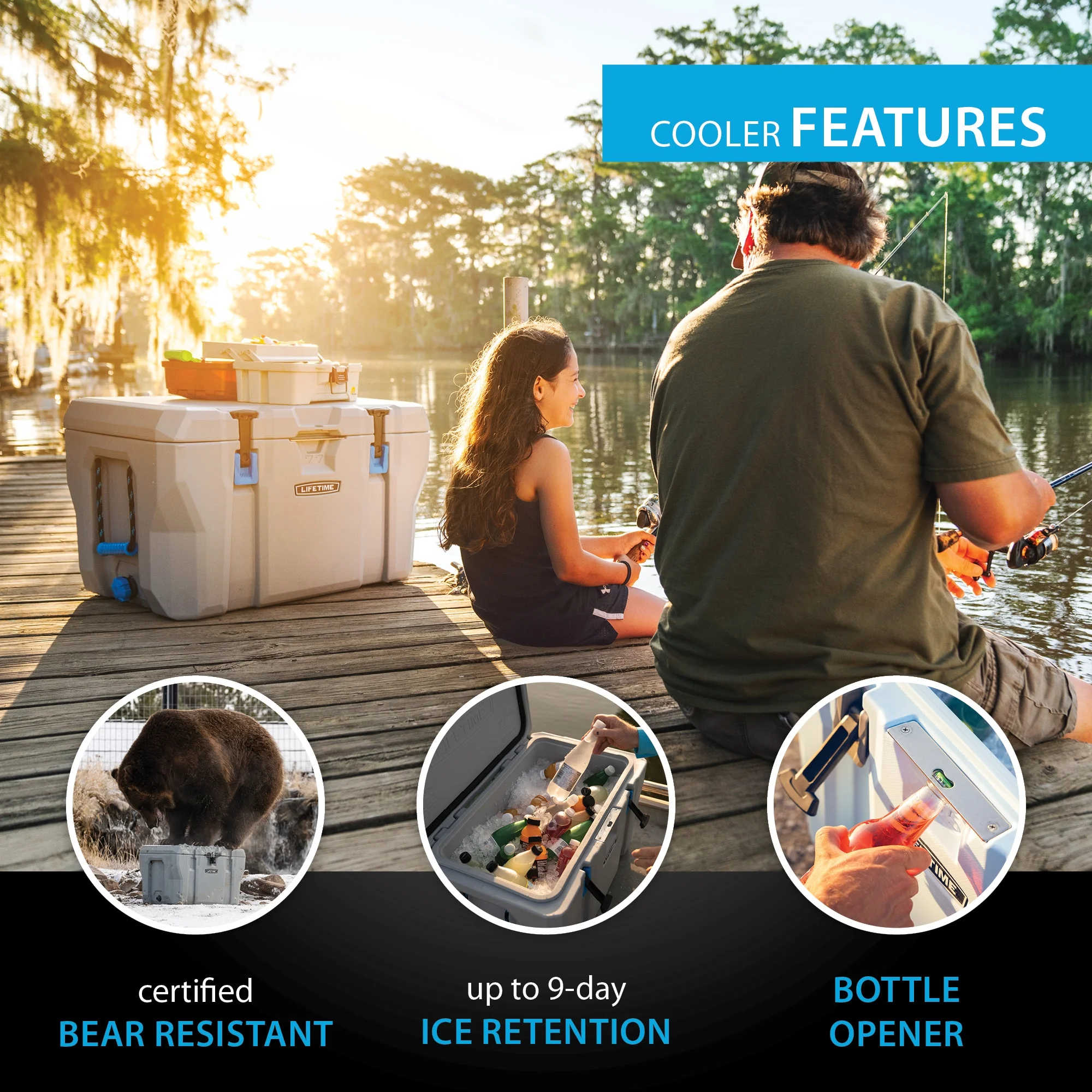 77 qt Bear-Resistant Camping Cooler, Premium High Performance, Ice Retention, Hard Cooler, 96 Can Capacity, Light Gray (90903)(Single) - Image 4