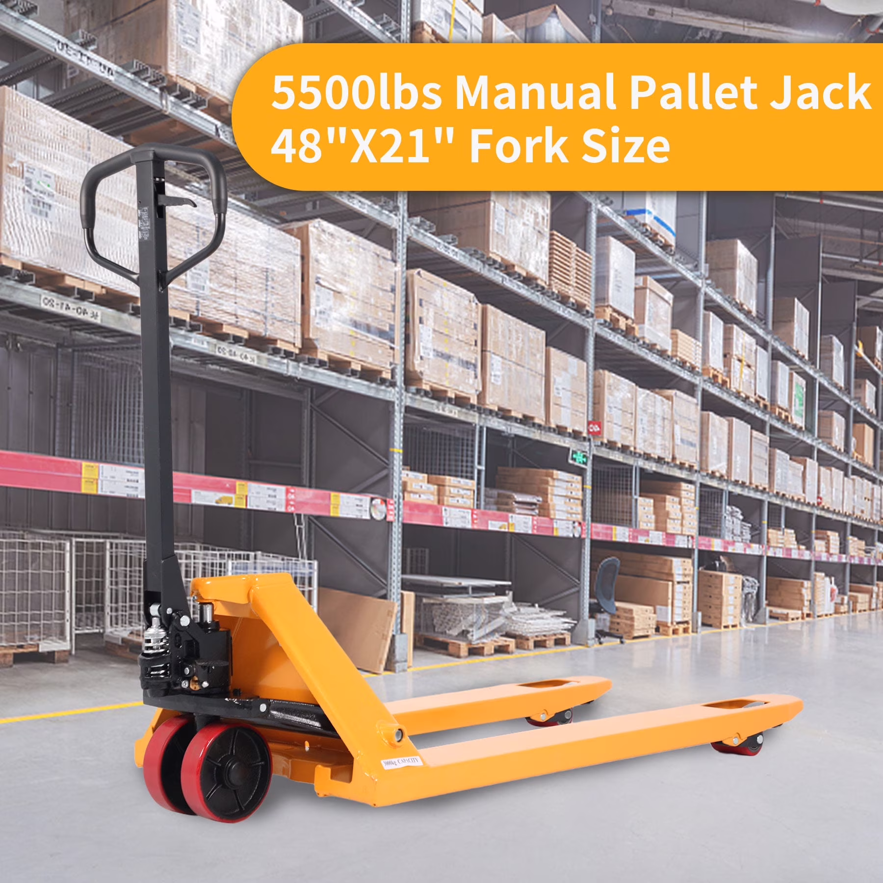 Warehouse Hand Pallet Truck Jack 5500lbs 48x21" with Light Weight
