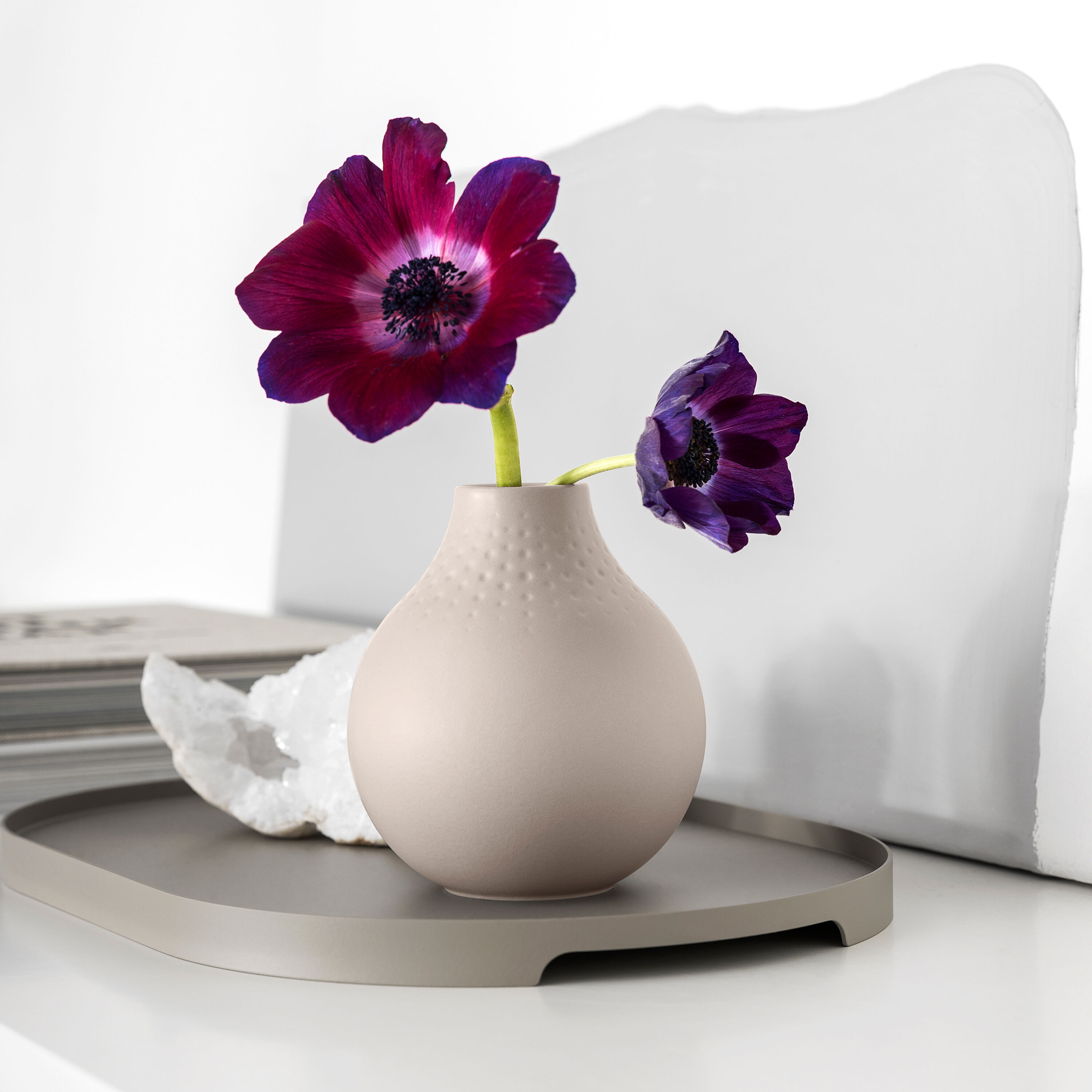 Manufacture Vase - Beige, 4.4'' x 4.9'', Premium Porcelain