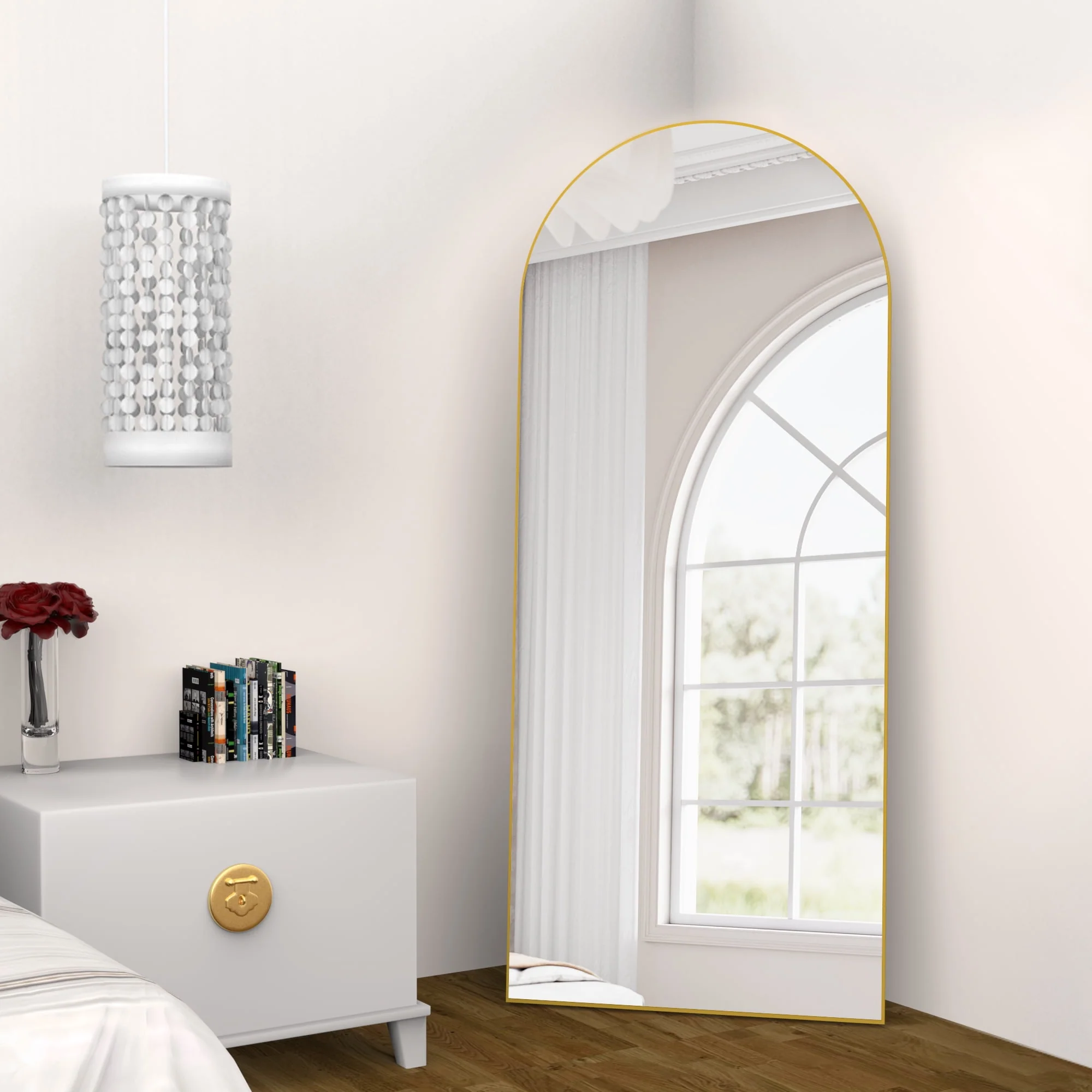 RACHMADES 65"x24" Arch Mirror Full Length Full Body Mirror Arched Floor Mirror with Stand Tall Mirror Long Gold Mirror FULL Length Image 2