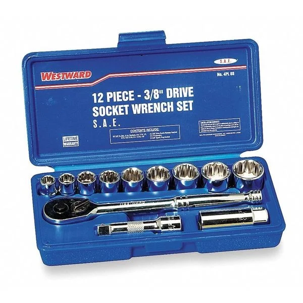 Westward Socket Wrench Set,SAE,3/8 in. Dr,20 pc 4PL98