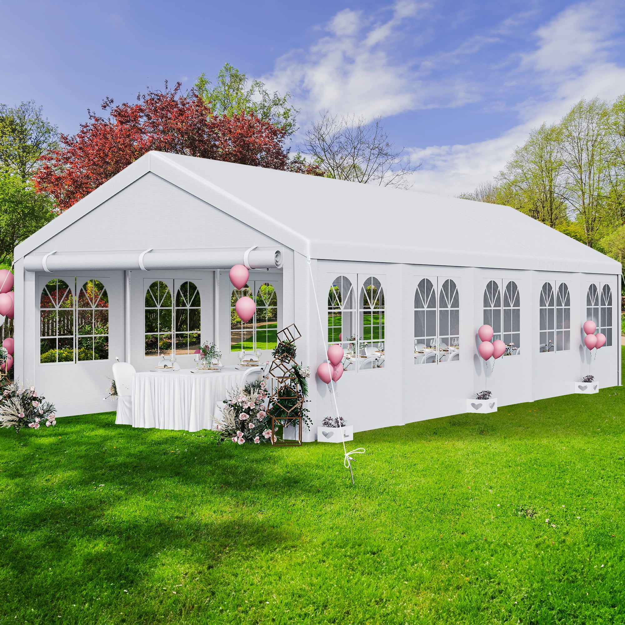 16x32ft Party Tent Heavy Duty Outdoor Wedding Tent Canopy Event Shelters Upgraded Galvanized Steel Carport with Removable Sidewall Windows for Commercial and Parties, White(16' x 32') - Image 7