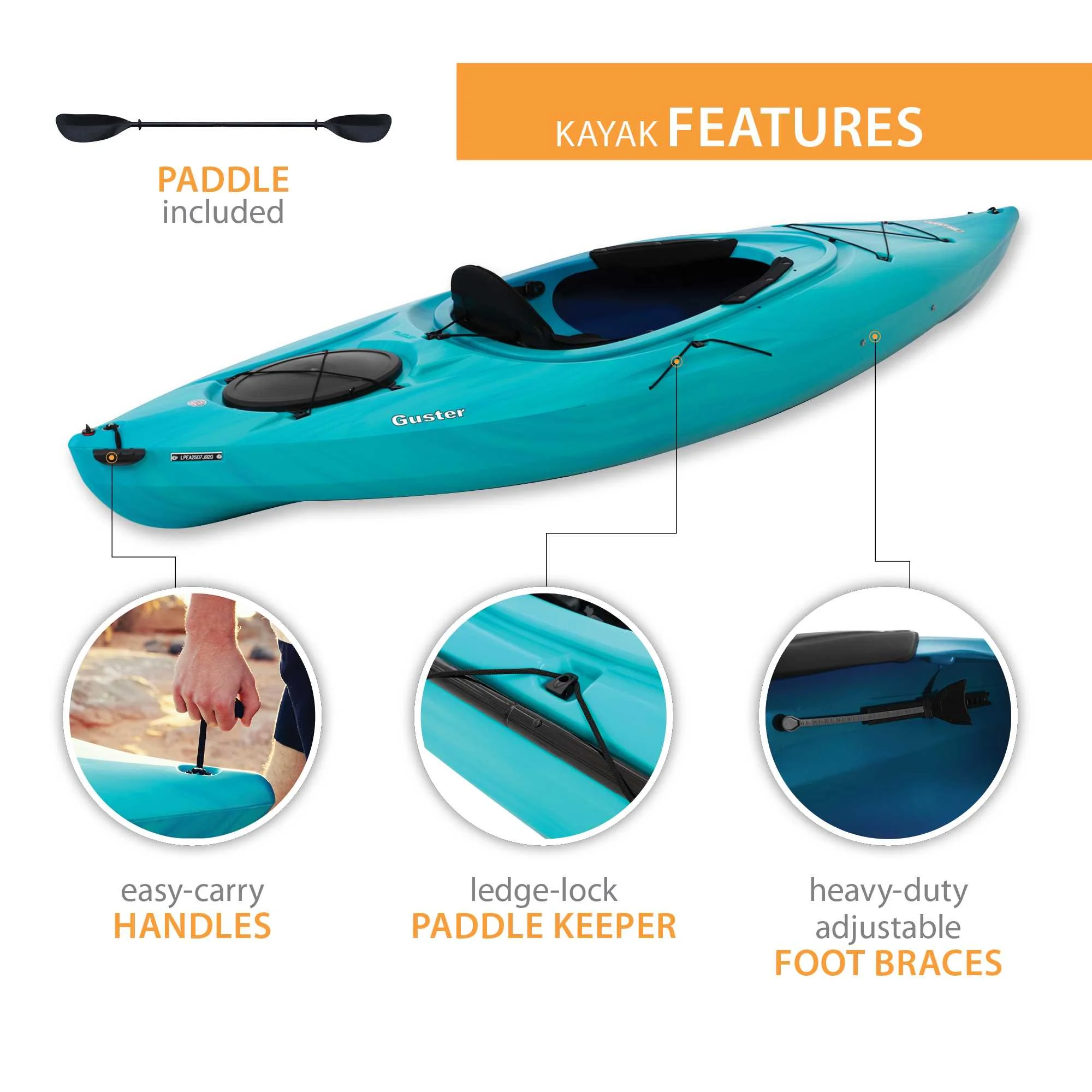 Lifetime Guster 10 Sit - Inside Kayak - Lime Green (90527)