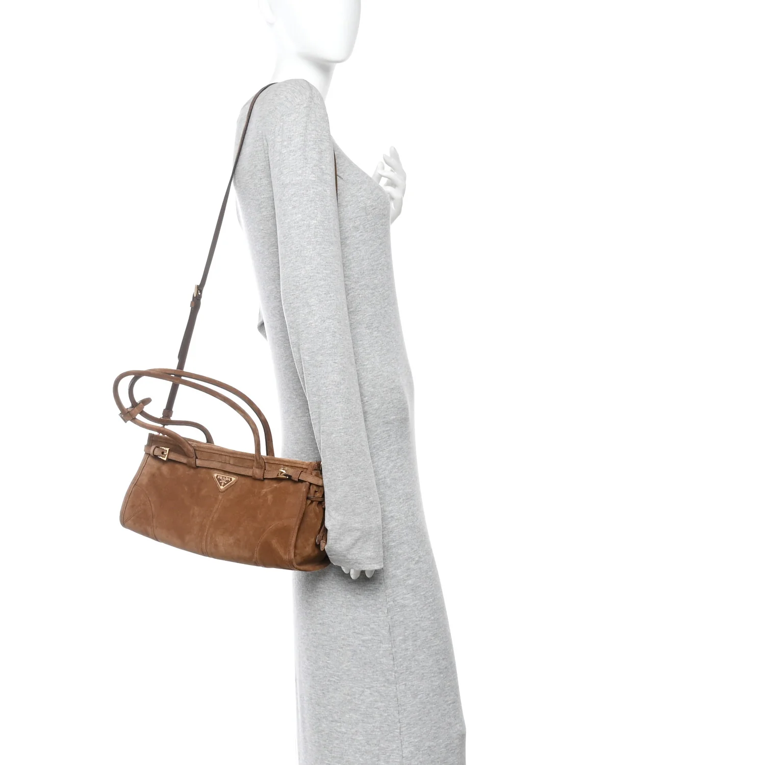 Suede Triangle Medium Bonnie Shoulder Bag Cacao