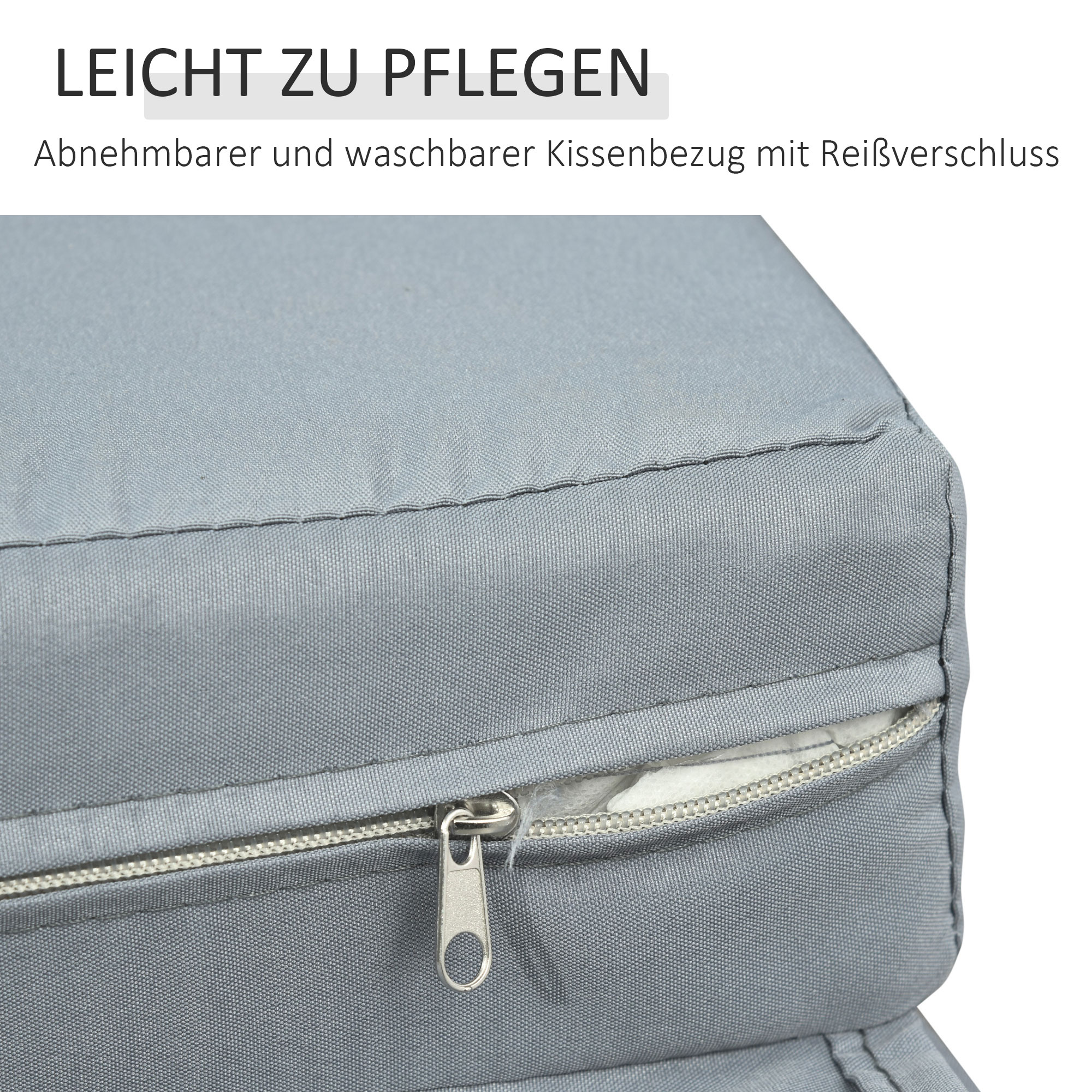 Outsunny Poly-rotan loungebank 2-zits set ligstoel kruk grijs