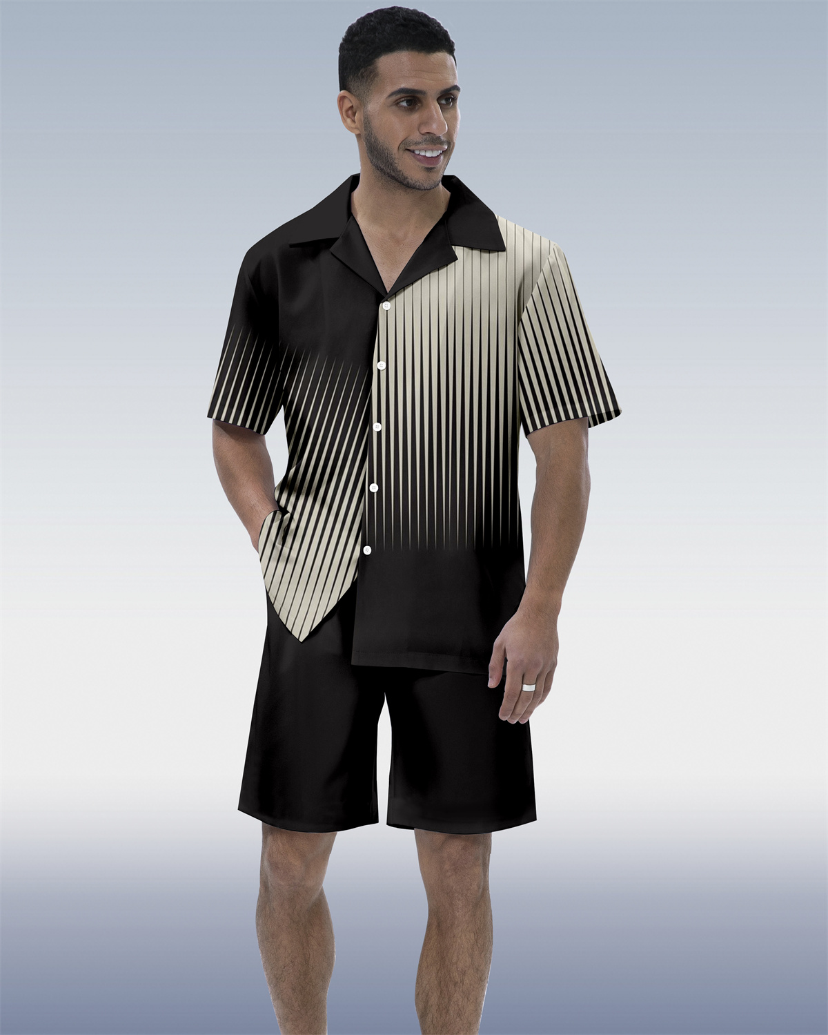 Ensemble chemise à manches courtes Suitmens pour homme, motif géométrique abstrait, référence 203