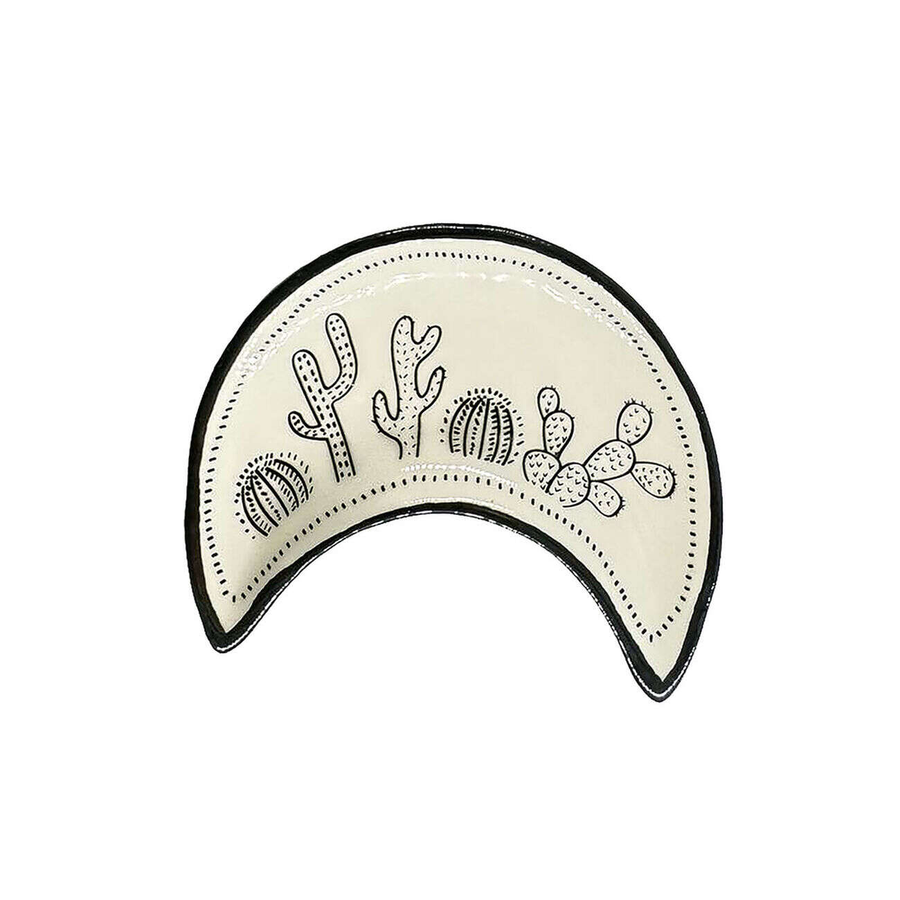 Support à bijoux forme croissant de lune céramique noir 8,5x10,5cm