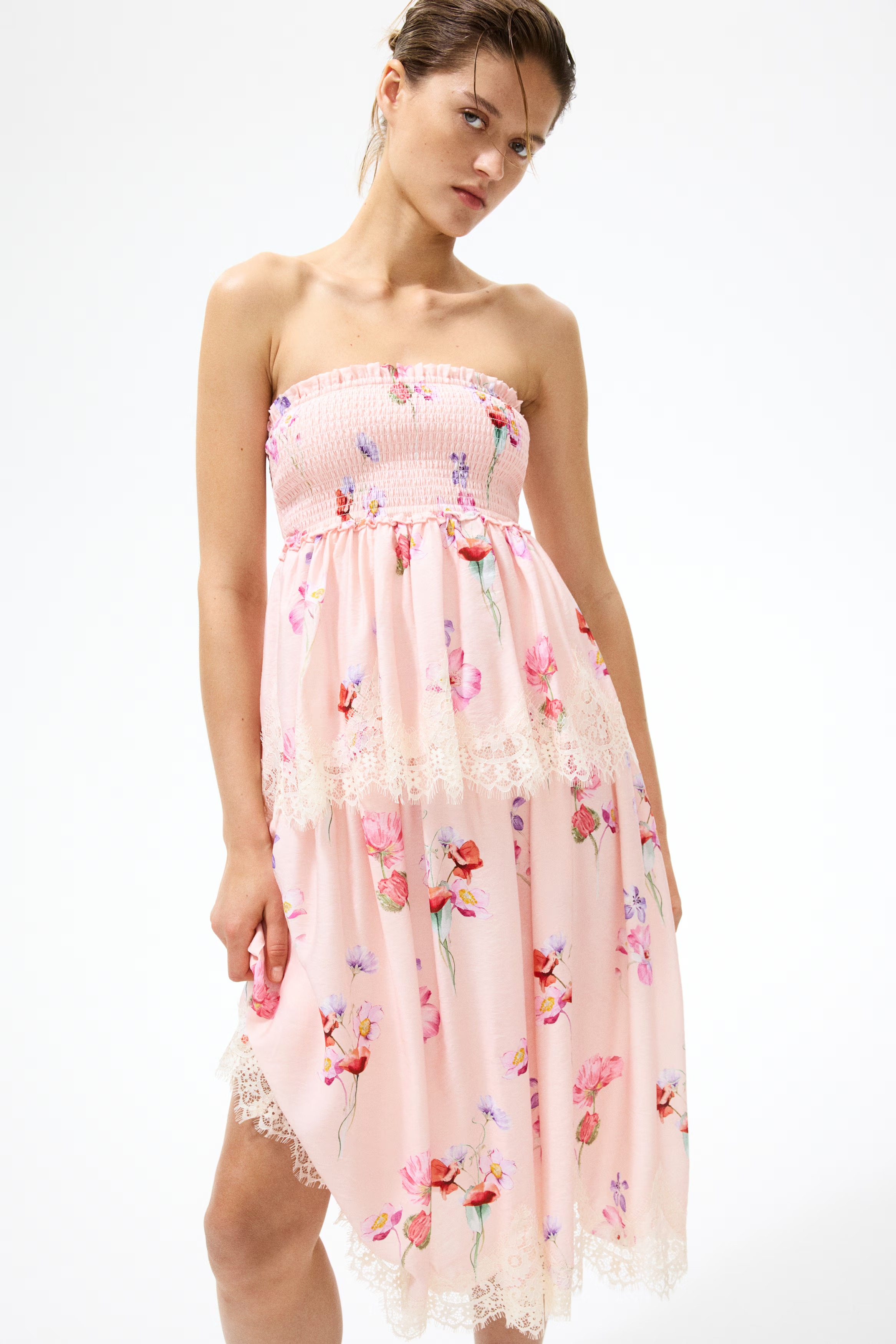 Lace-Trimmed Bandeau Dress