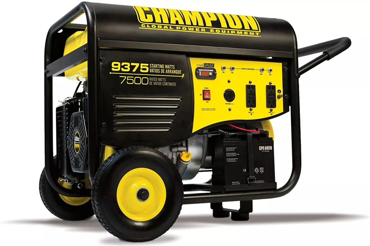 Générateur portable à essence Champion 9 375 W, compatible avec les véhicules récréatifs, avec démarrage à distance et pour la maison ou le camping-car.