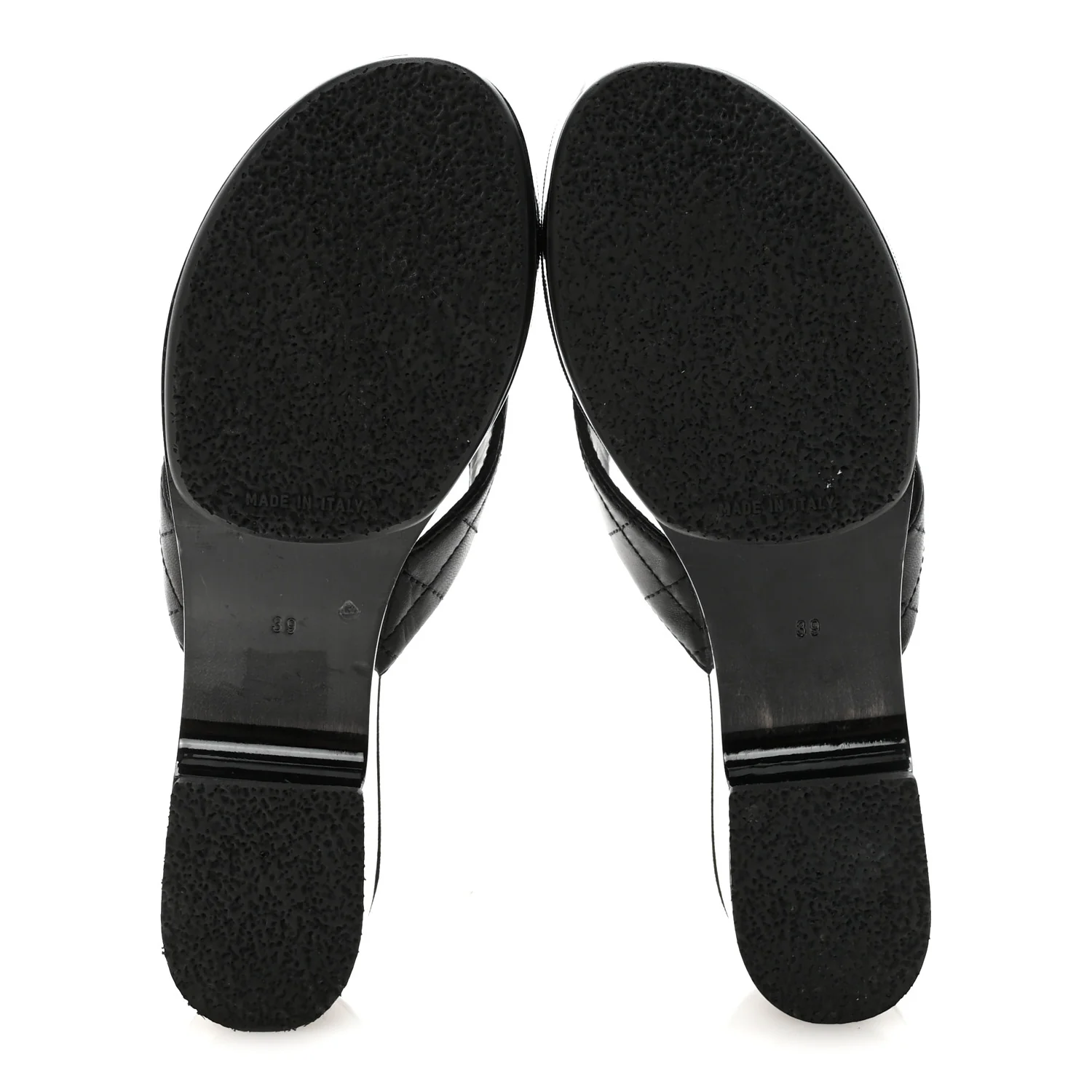 Lambskin Quilted Turnlock CC Platform Thong Sandals 39 Black