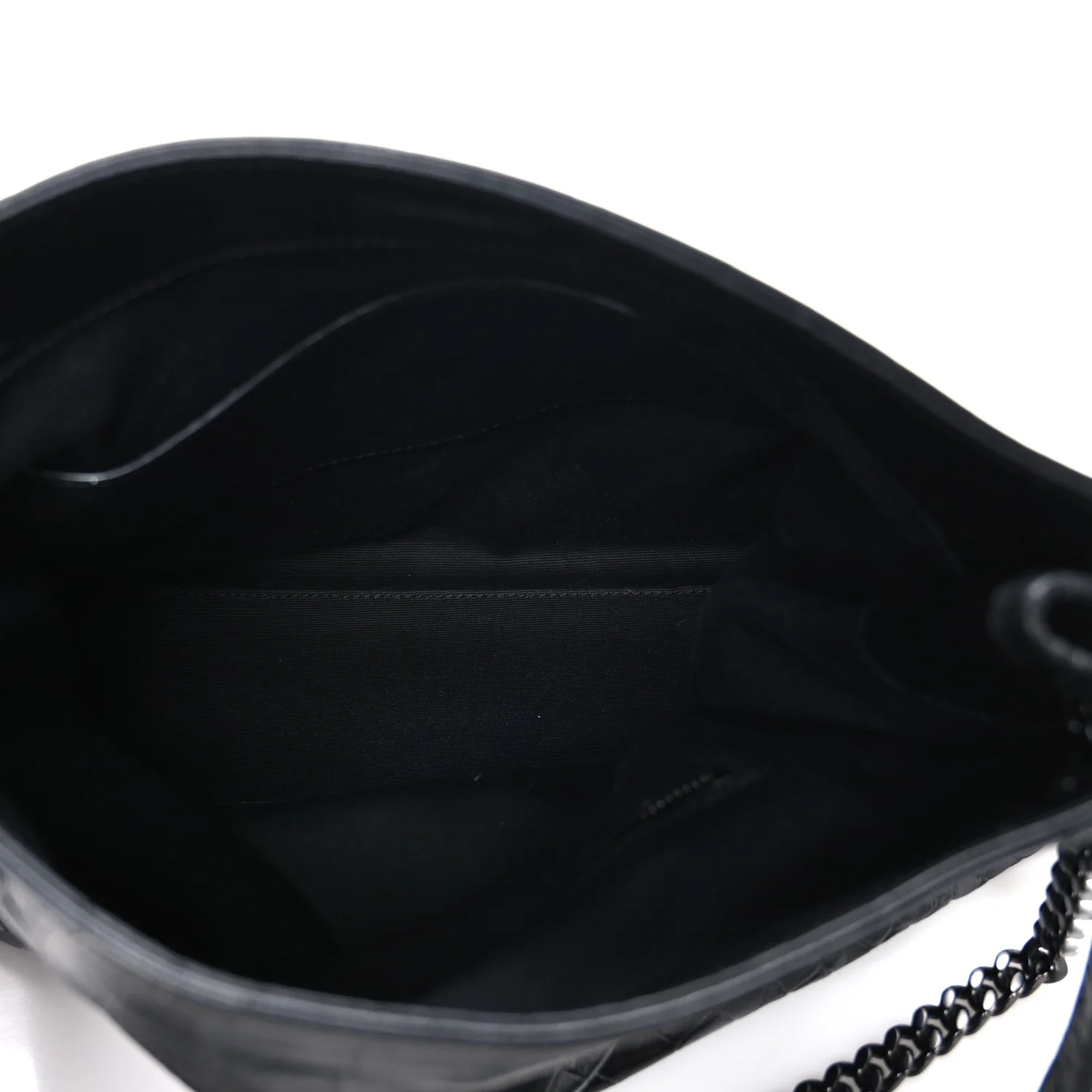 Calfskin Crocodile Embossed Monogram Medium Niki Shopping Bag Black