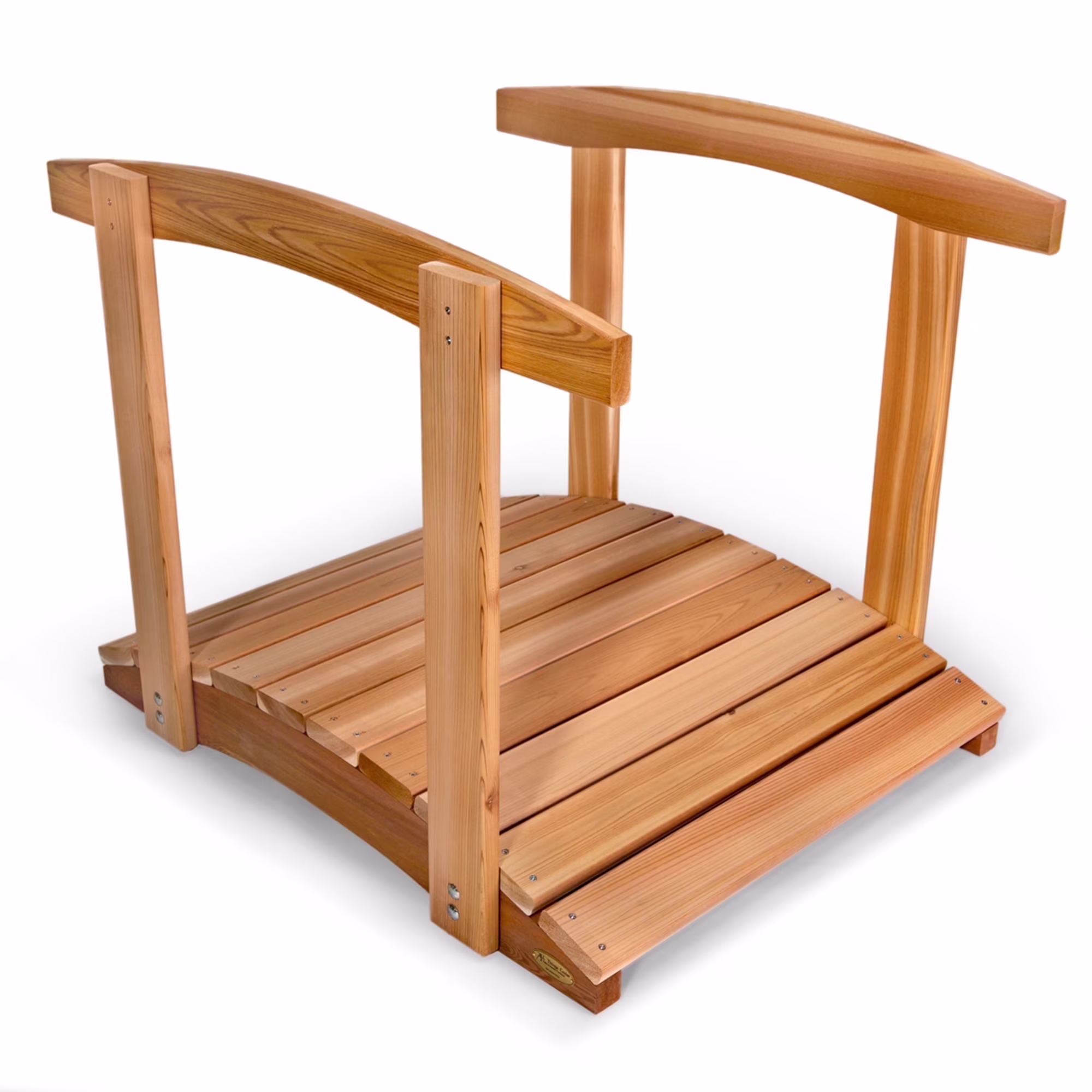 All Things Cedar FB36-R 3-ft Cedar Wood Garden Bridge | Side Rails - 36L x 29W x 7H