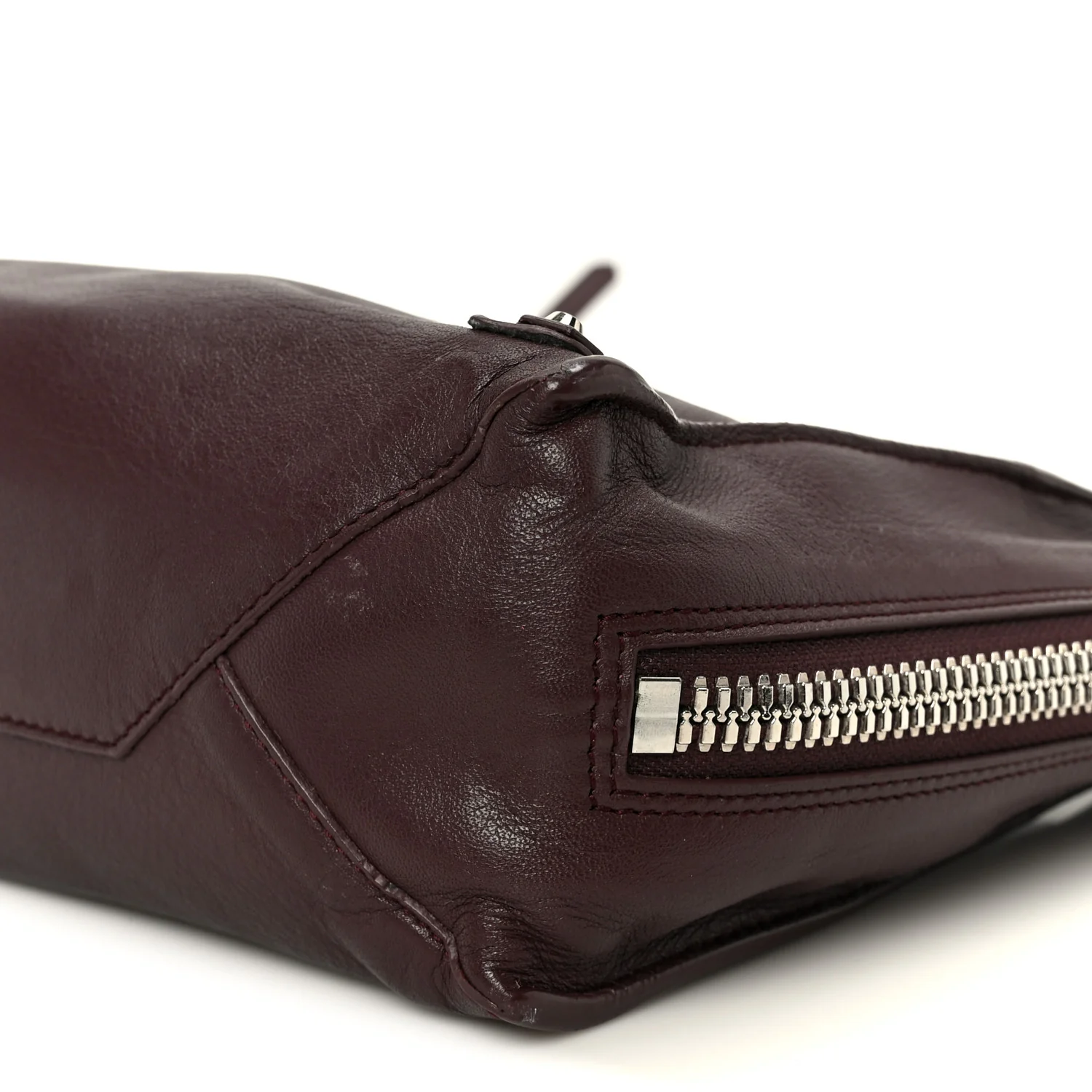 Calfskin Papier Mini A4 Zip Around Tote Rouge Aubergine