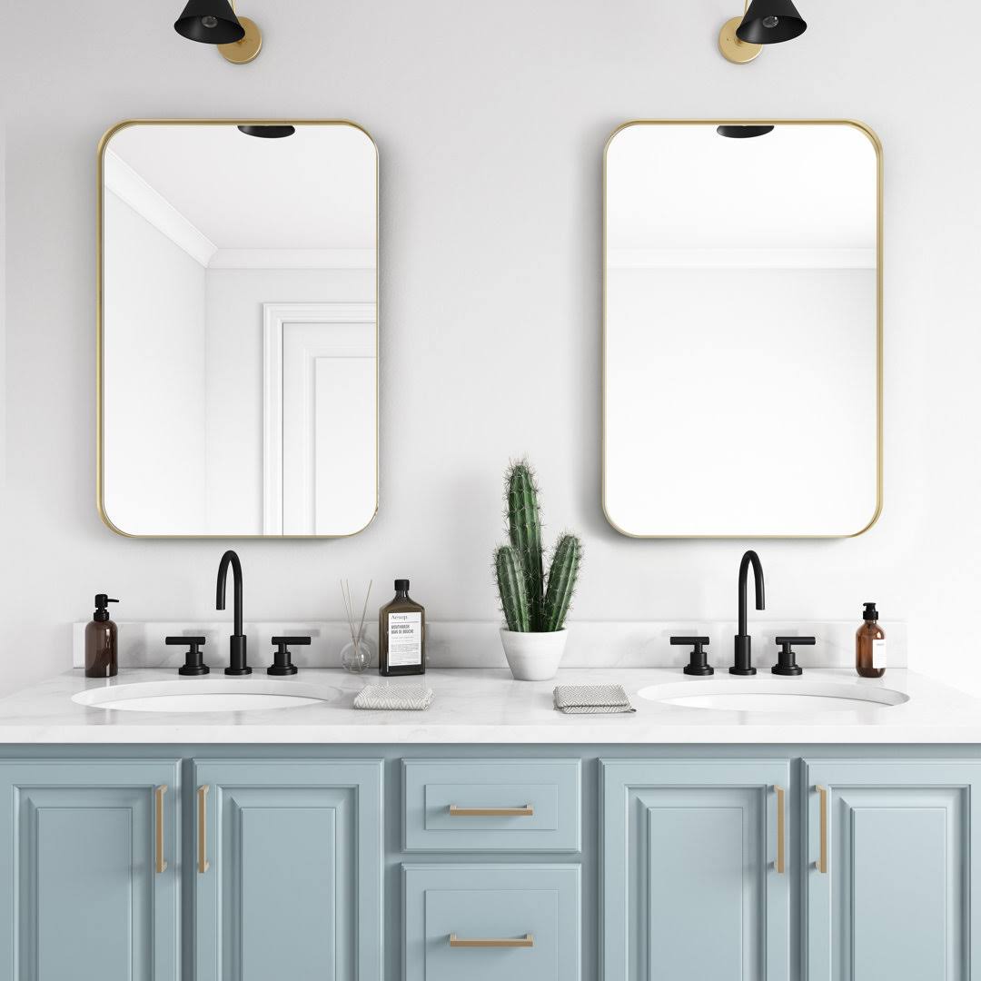 Weeksville Modern & Contemporary Bathroom / Vanity Mirror Orren Ellis Finish: Gold, Size: 36