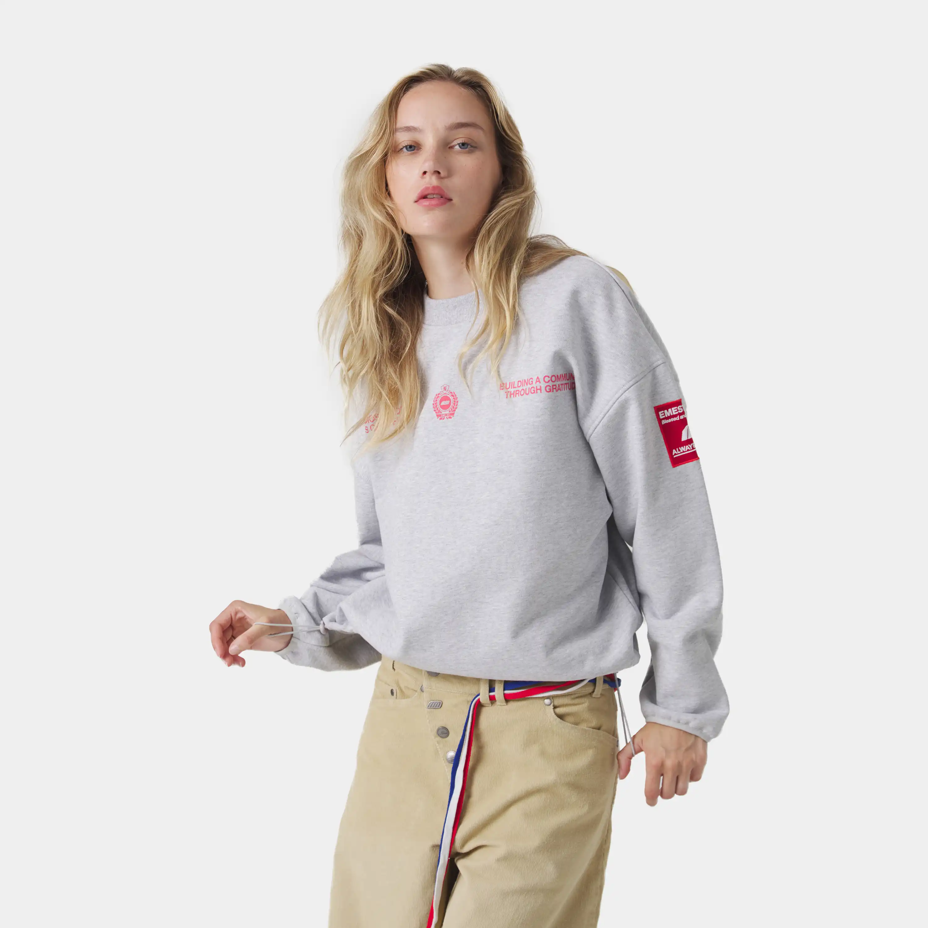 Building Heather Grey Oversized Crewneck