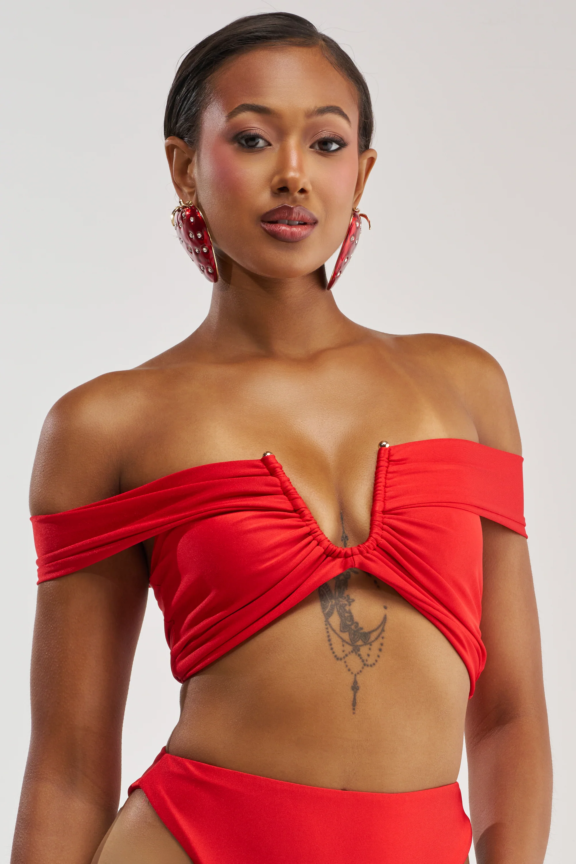 HOTTIE ALERT MESH BLOUSE IN RED - Akira Store
