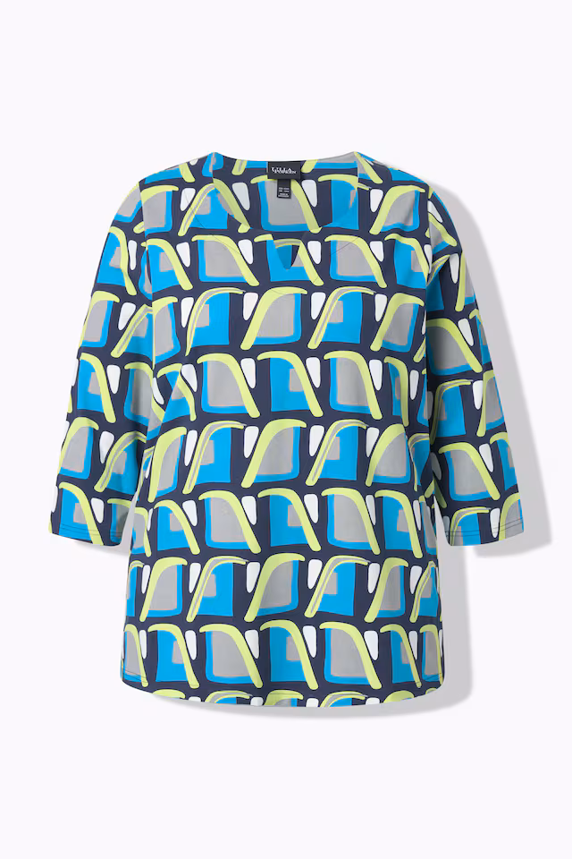 Geometric Print 3/4 Sleeve Tee