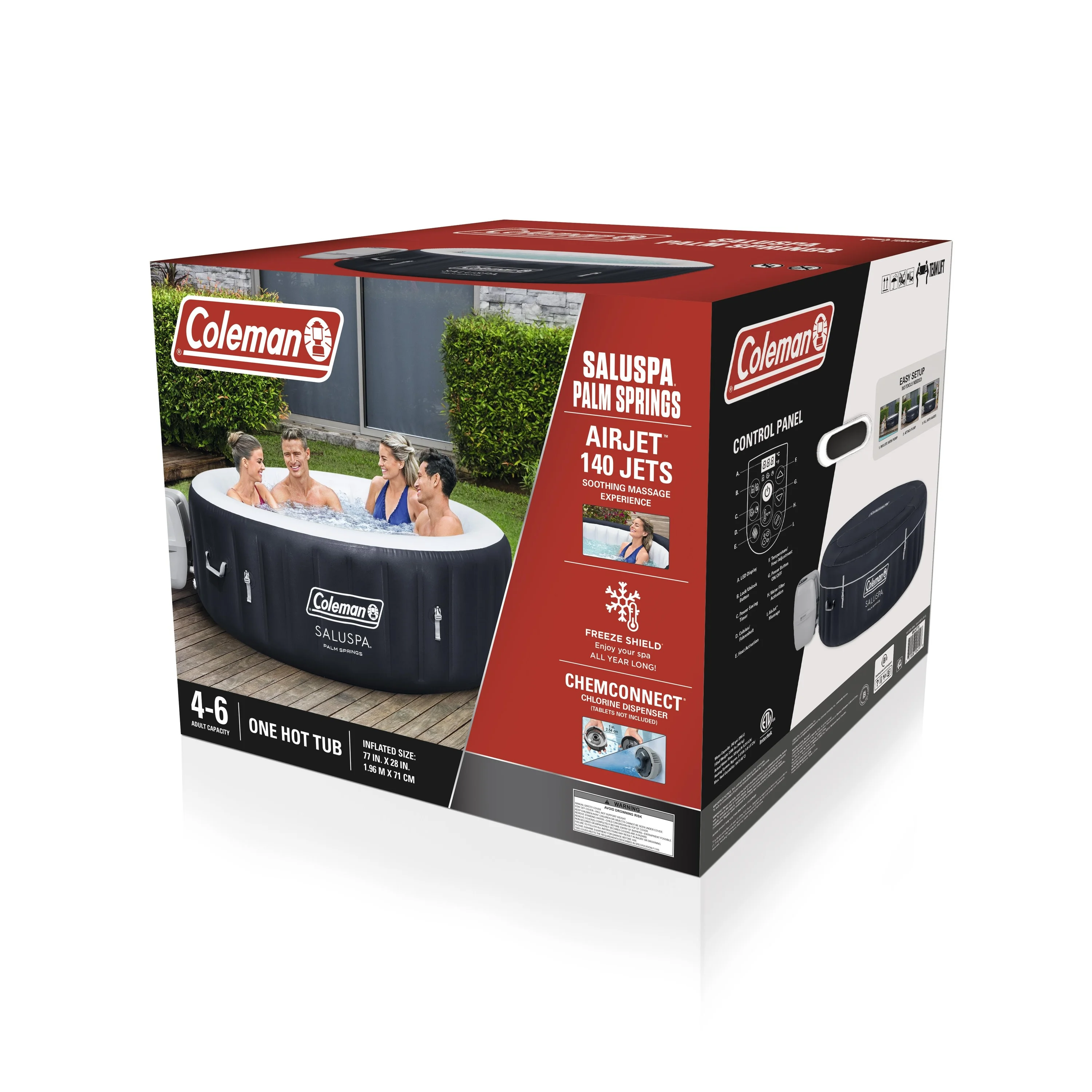 Coleman Saluspa Palm Springs Airjet Inflatable Circle Hot Tub Spa 4 - 6 Person with Pump #p08411