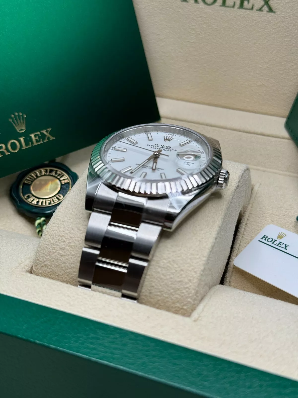 [Super Clone]RLX  Datejust 41mm  White Index Oyster Stainless Steel Men’s Watch - 126334-0009
