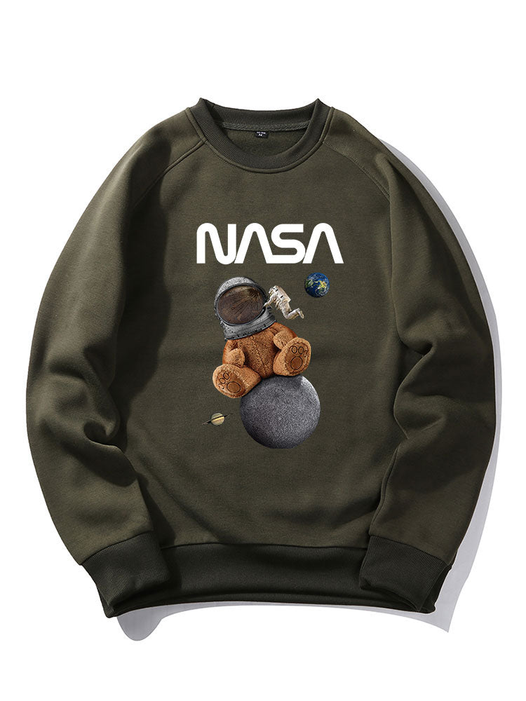Sweat-shirt à manches raglan imprimé ours de l'espace