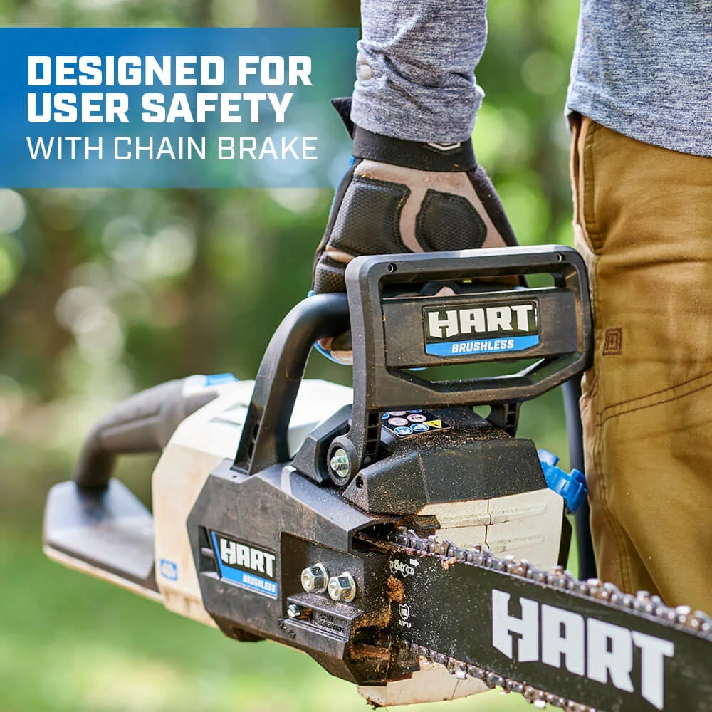 HART 40 Volt 16 inch SUPERCHARGE Battery Powered Brushless Chainsaw Kit, (1) 4 0 Ah Lithium Ion Battery Image 8