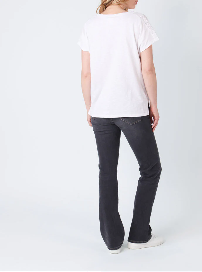 Pantalon bootcut femme gris foncé en coton