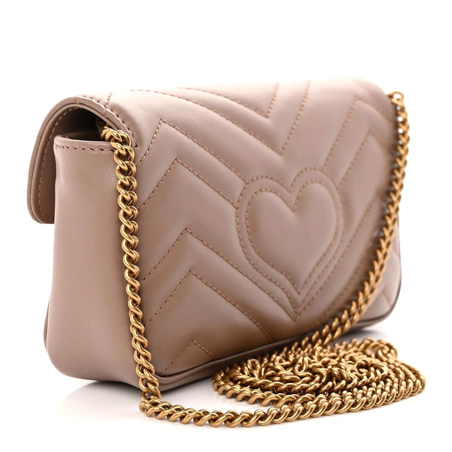 Calfskin Matelasse Super Mini GG Marmont Shoulder Bag Porcelain Rose