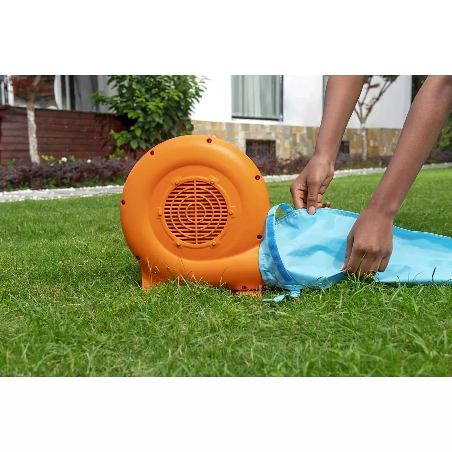 Up, in and Over Wonder Hoops 10' Inflatable Bounce House Park with Basketball and Slide. 126