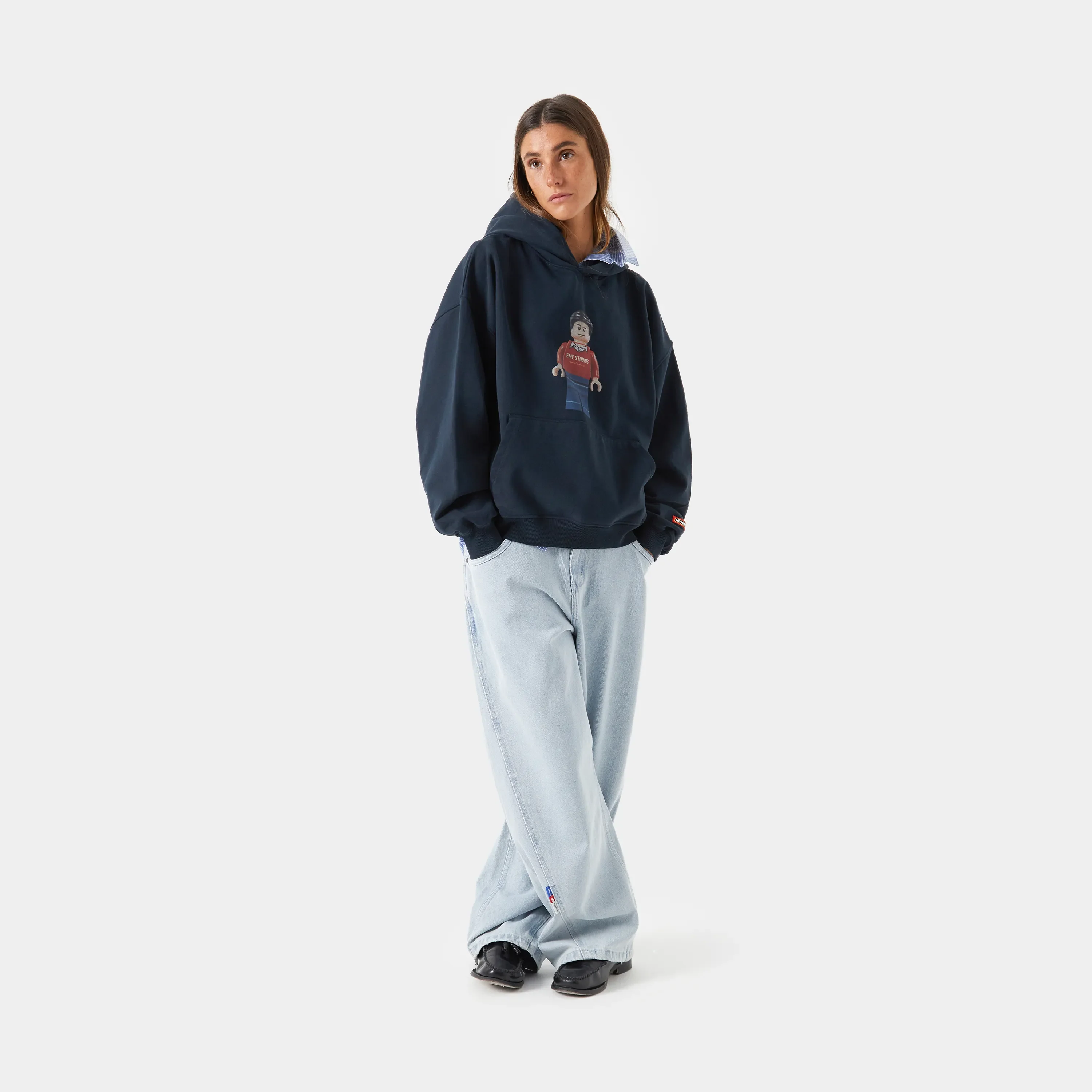 Brick Navy Oversized Hoodie