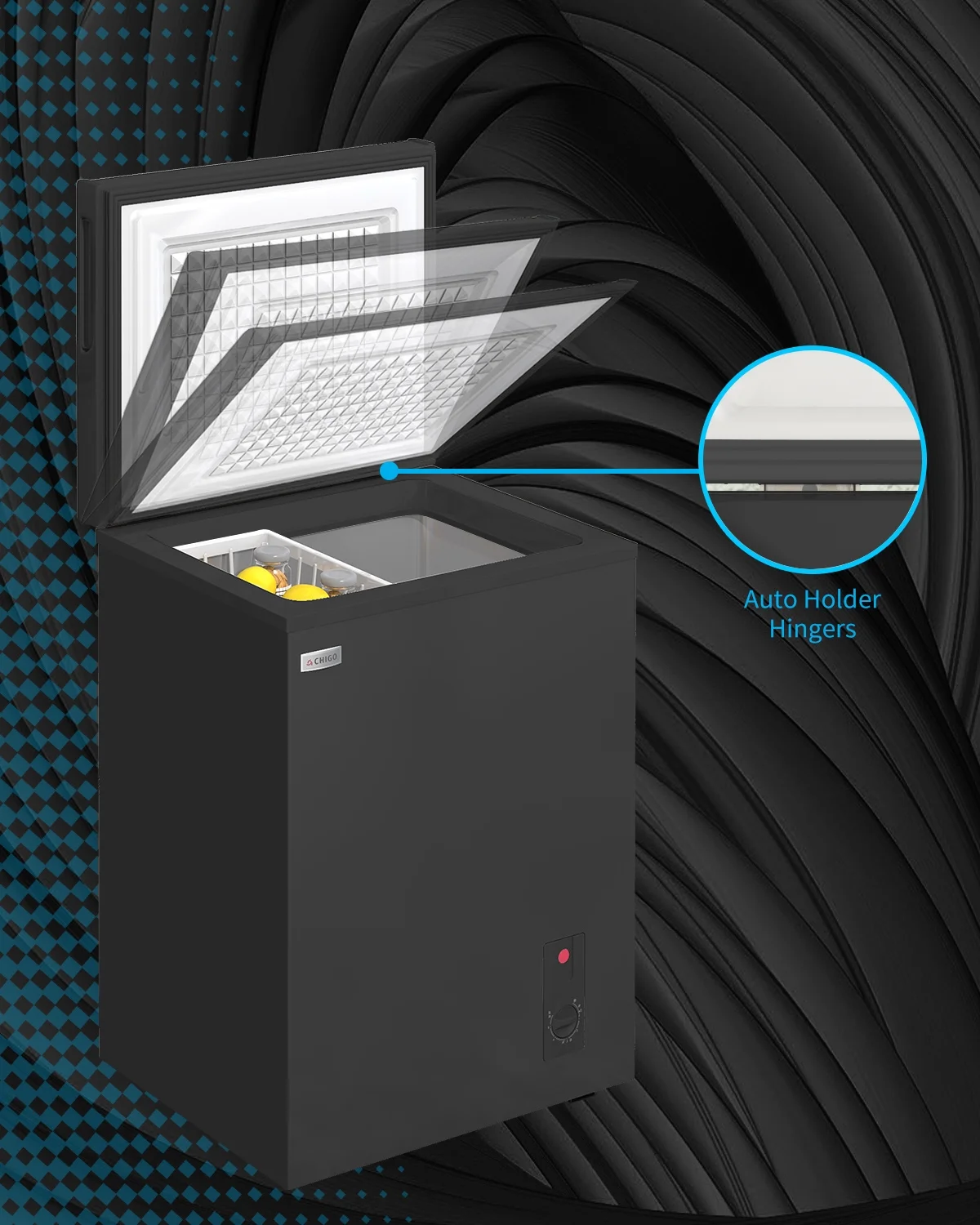 TABU Chest Freezer, 3.5 cu ft Deep Freezer, Garage Ready, Adjustable Temperature, Black